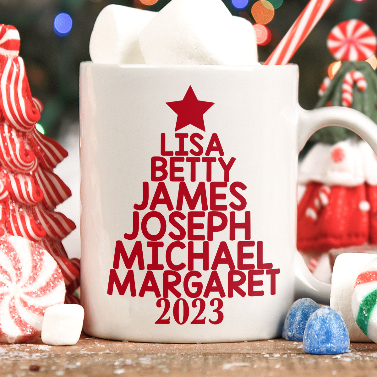 Custom Family Name Christmas Tree - Personalized Mug