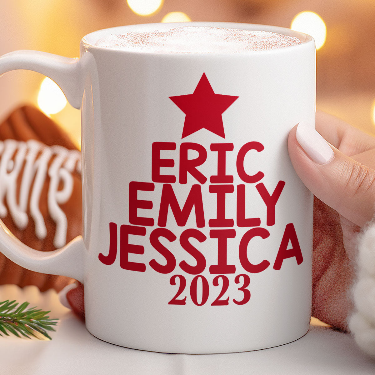 Custom Family Name Christmas Tree - Personalized Mug