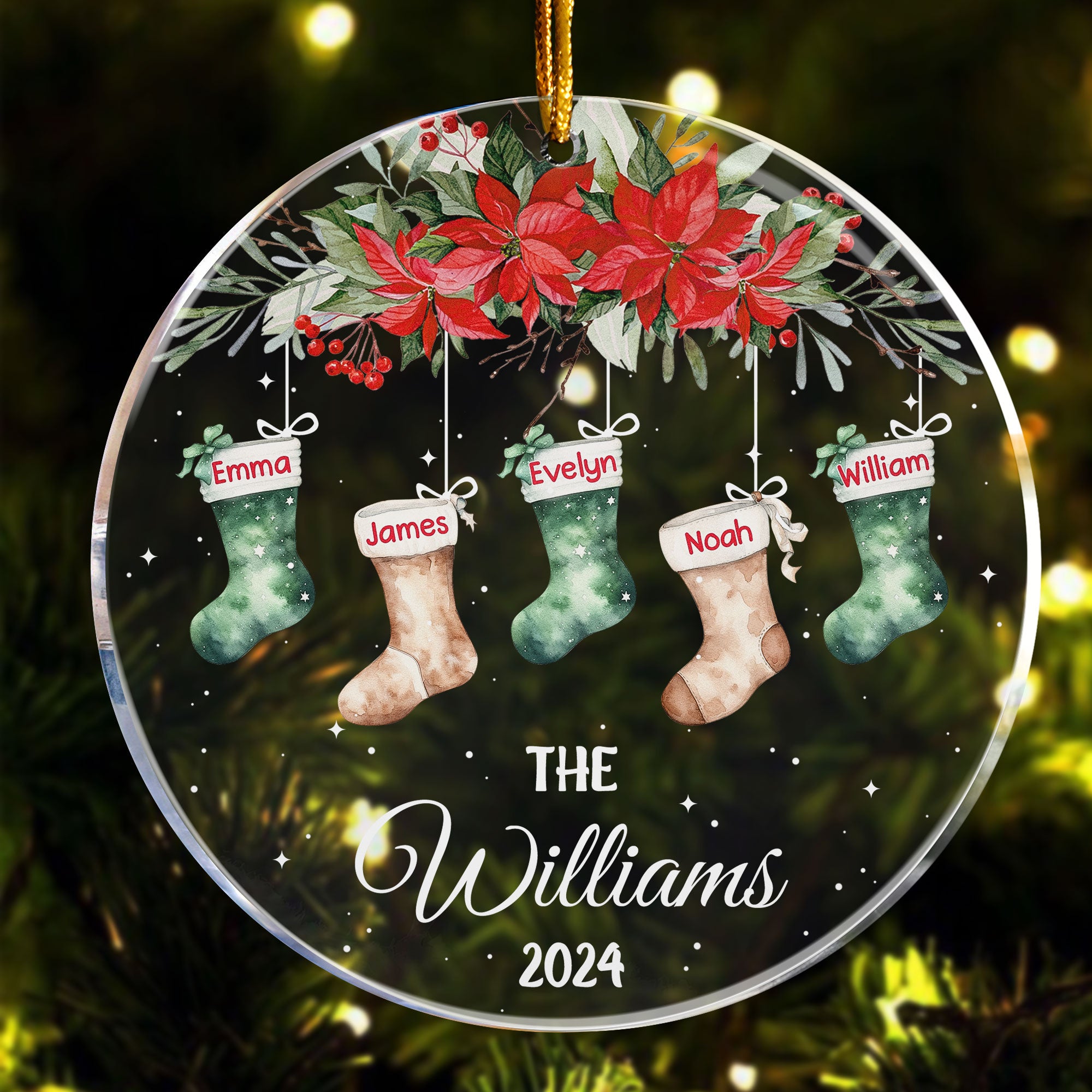 Custom Family Name Stocking - Personalized Acrylic Ornament