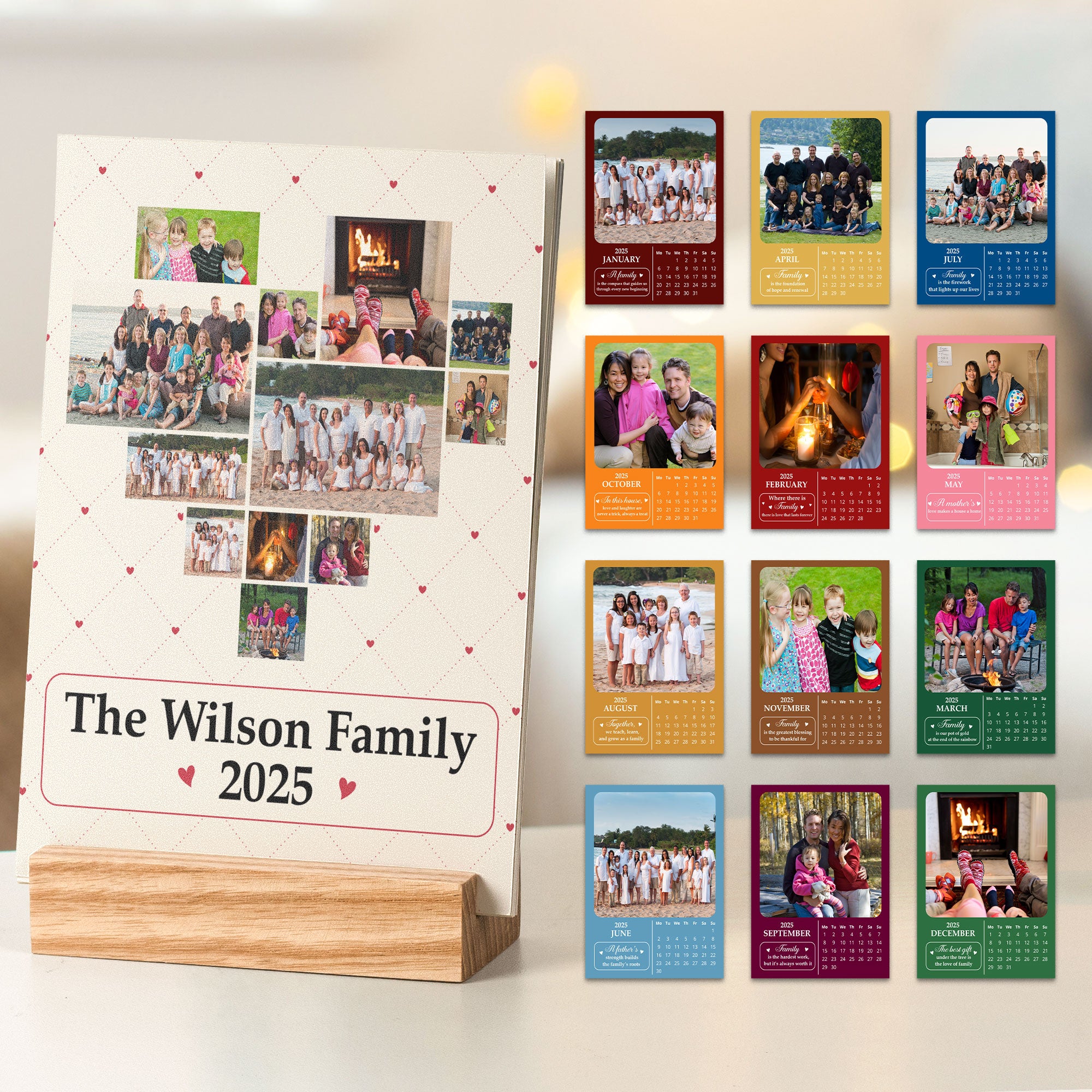 Custom Family Photo For 2025 Calendar - Personalized Photo Easel Calendar