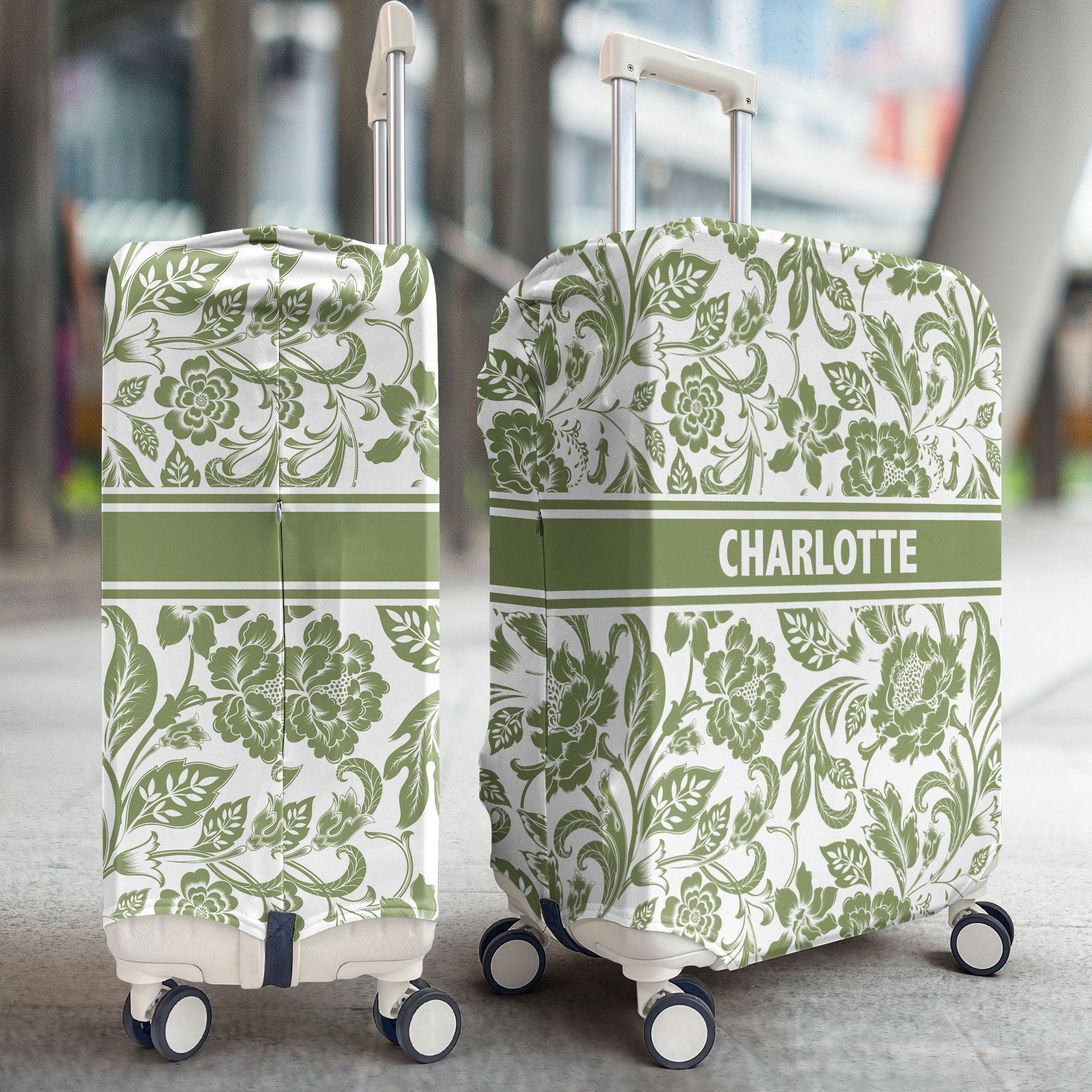 Custom Floral - Personalized Luggage Cover