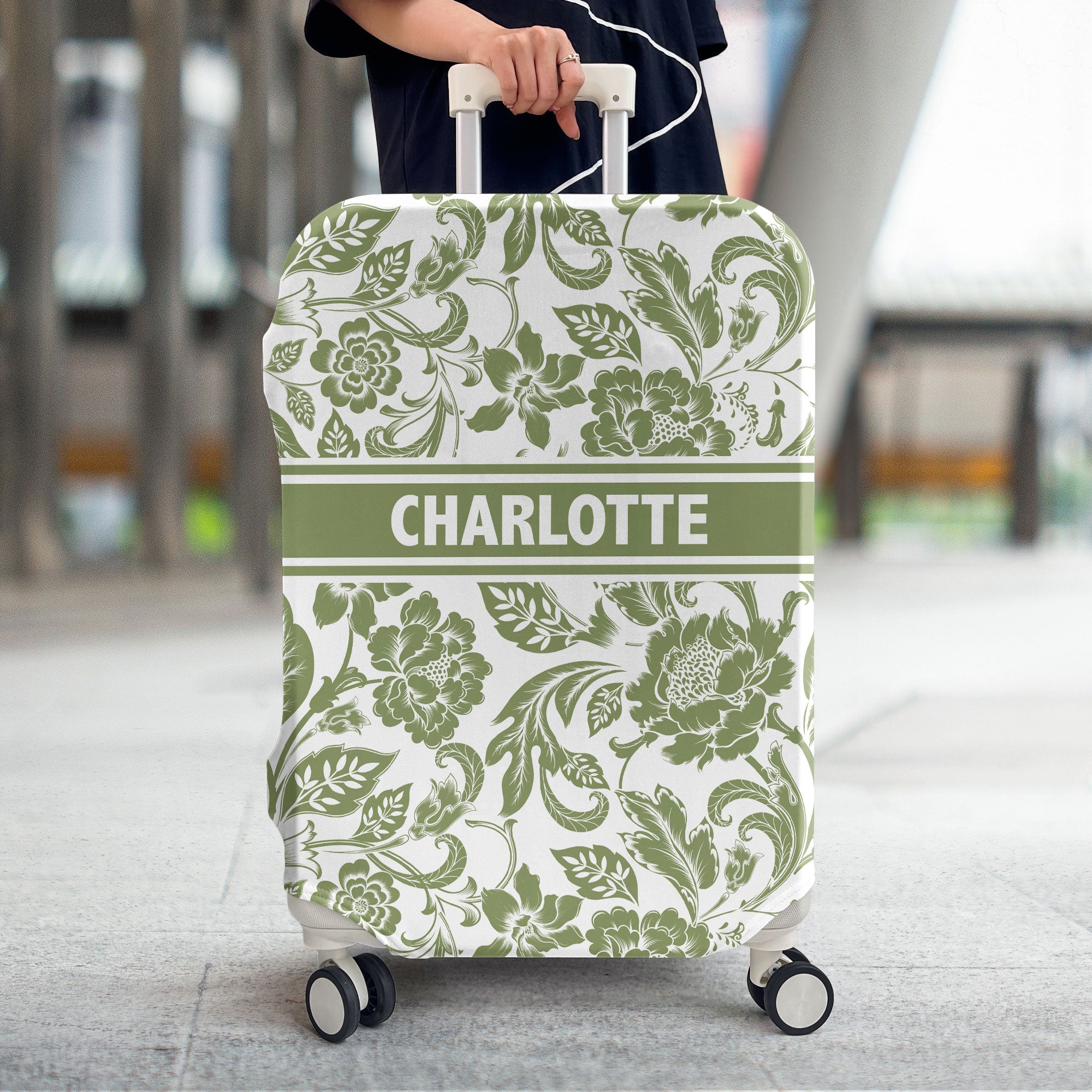 Custom Floral - Personalized Luggage Cover