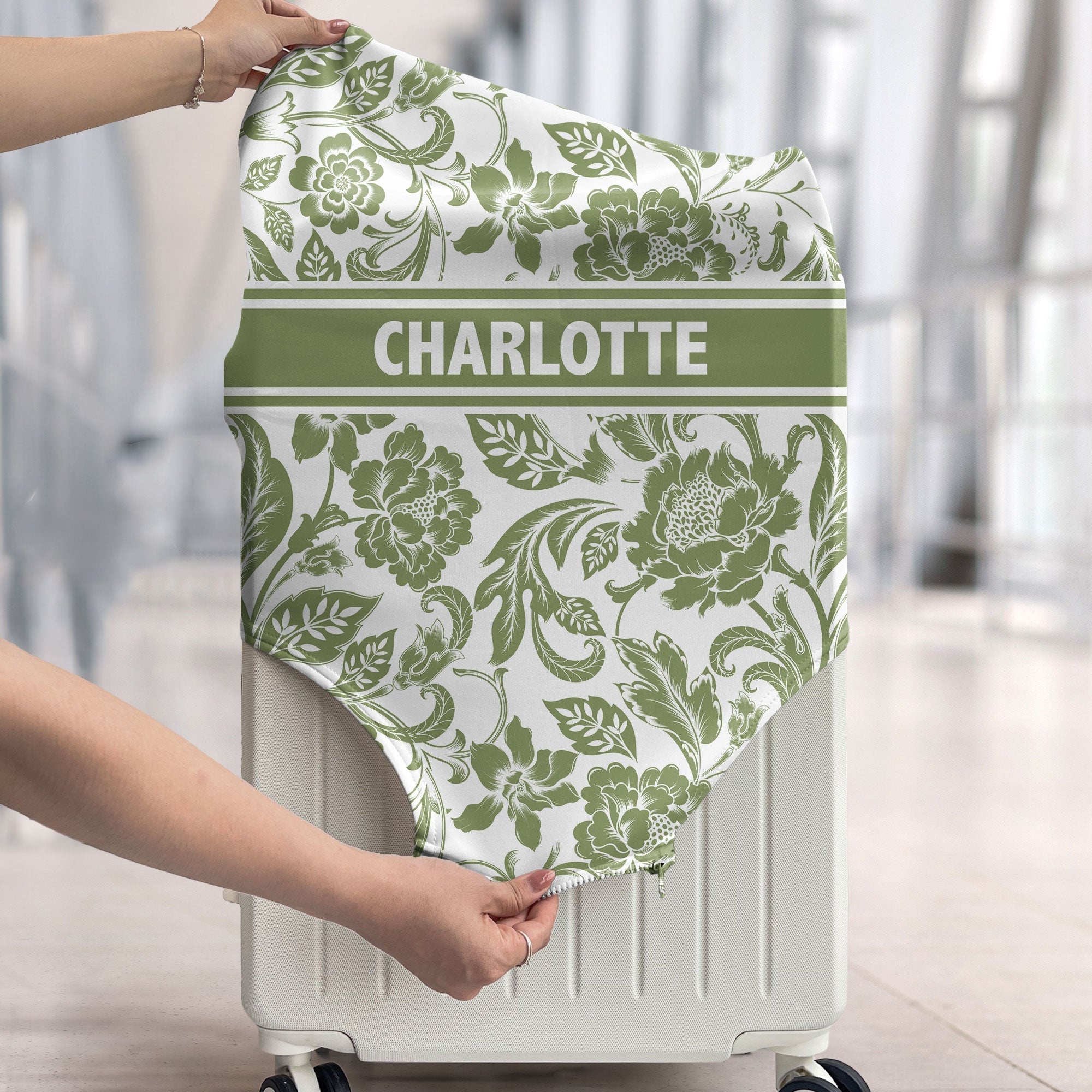 Custom Floral - Personalized Luggage Cover