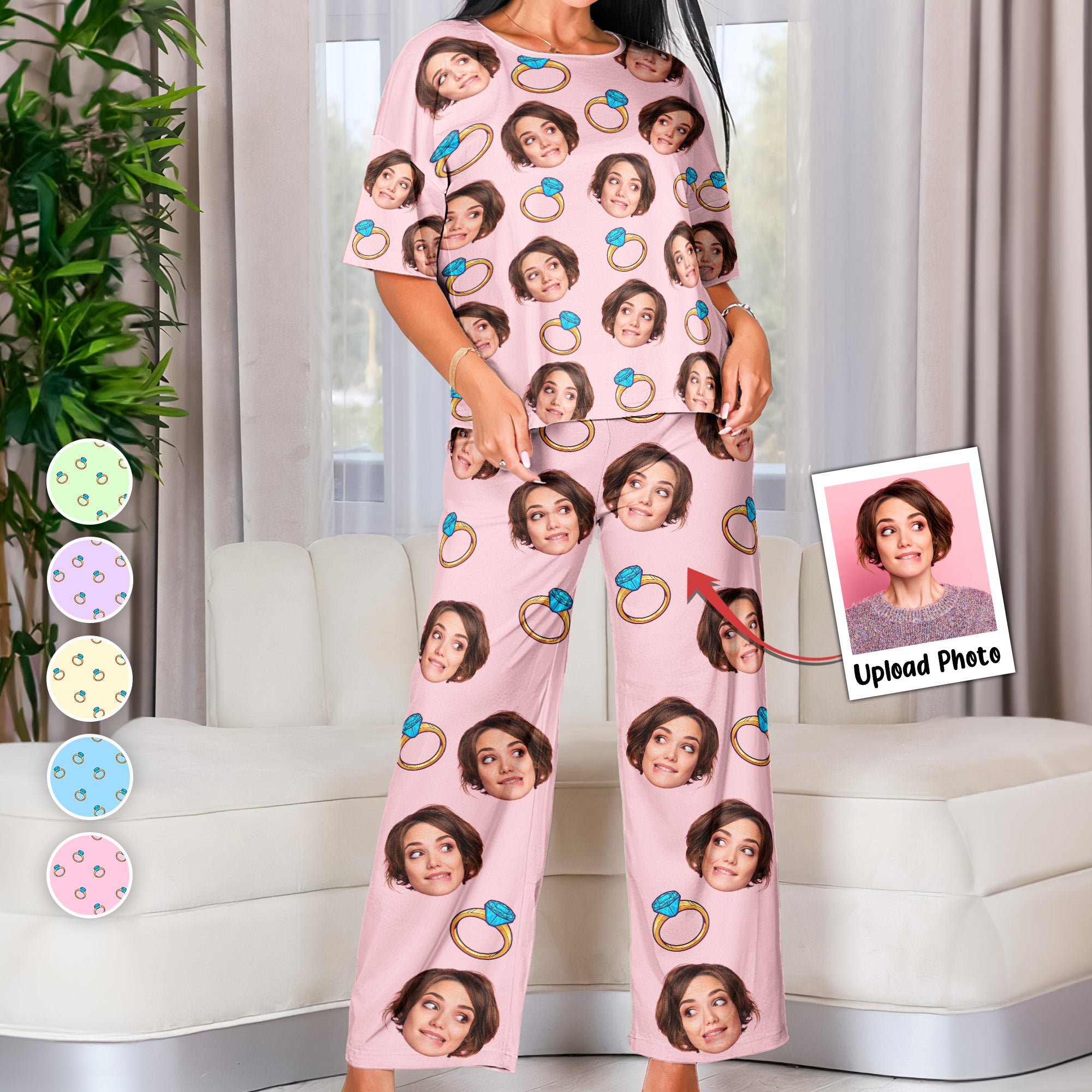 Custom Funny Face Bride Bachelorette Party Bridesmaid - Personalized Photo Pajamas