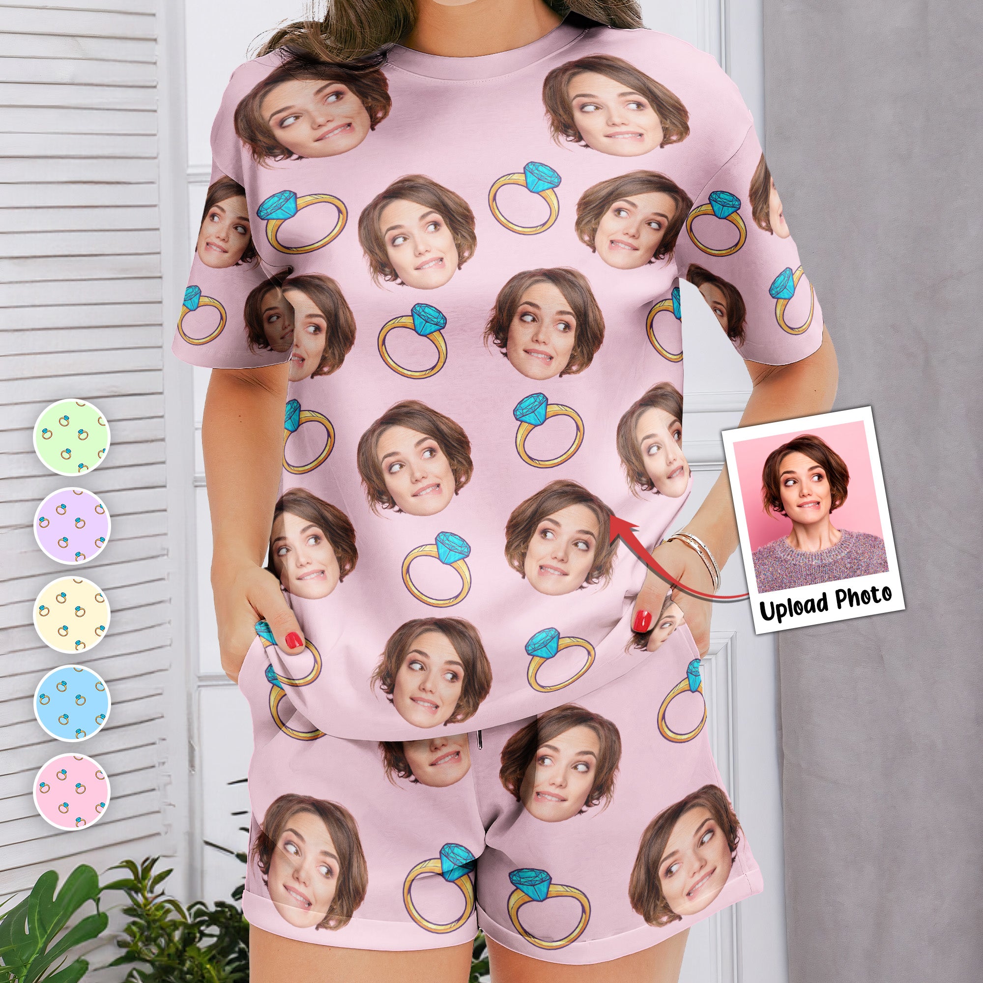 Custom Funny Face Bride Bachelorette Party Bridesmaid - Personalized Photo Pajamas