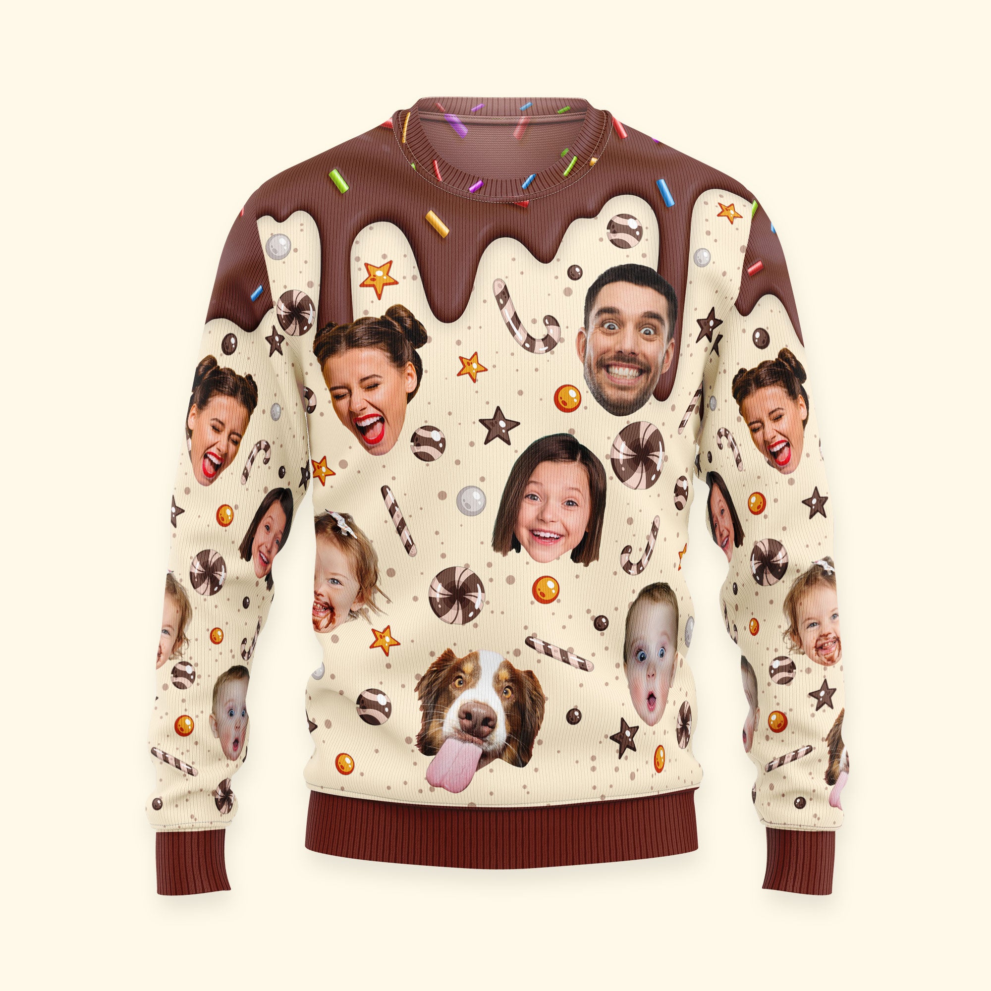 Custom Funny Face Christmas Melting - Personalized Photo Ugly Sweater