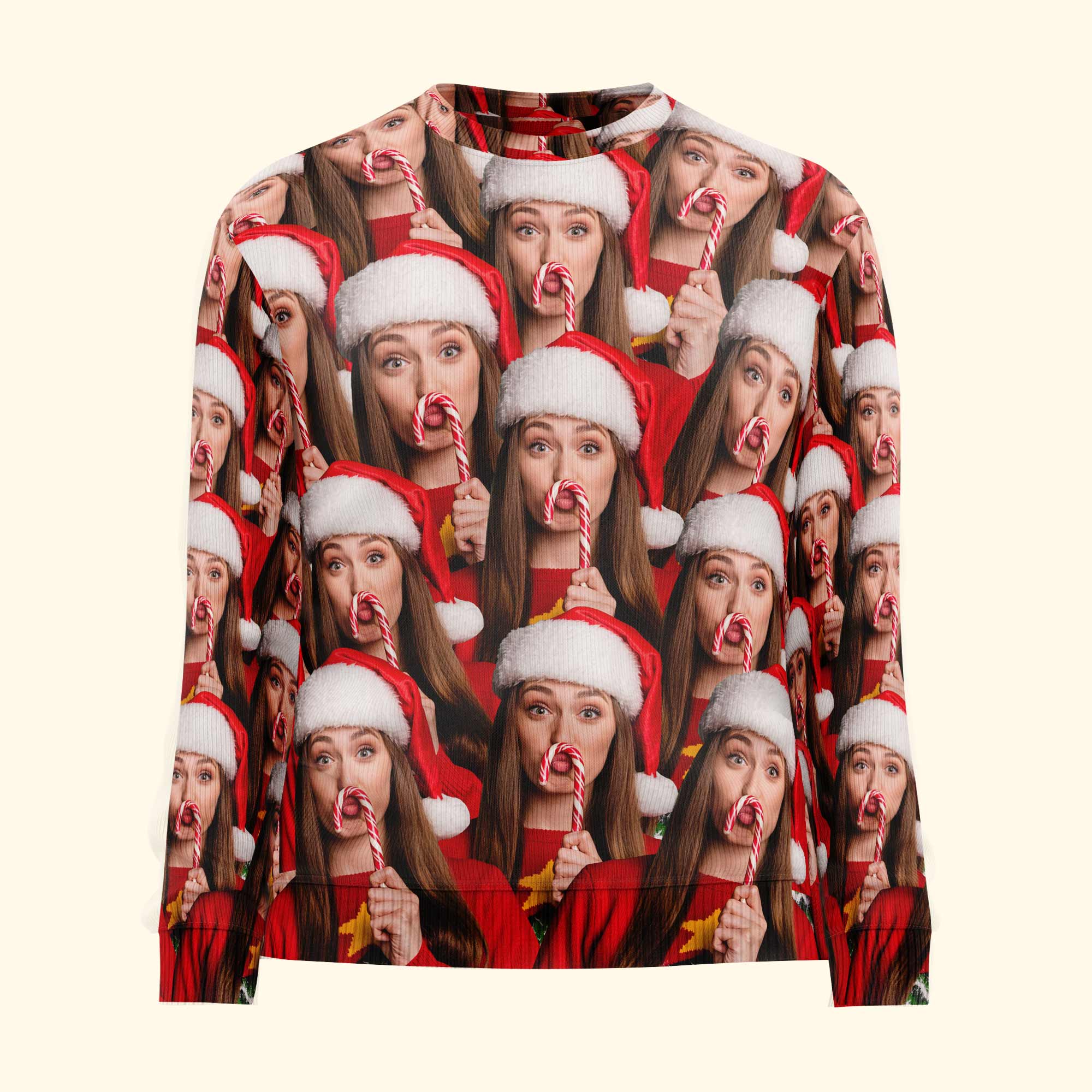 Custom Funny Face Christmas Time - Personalized Photo Ugly Sweater