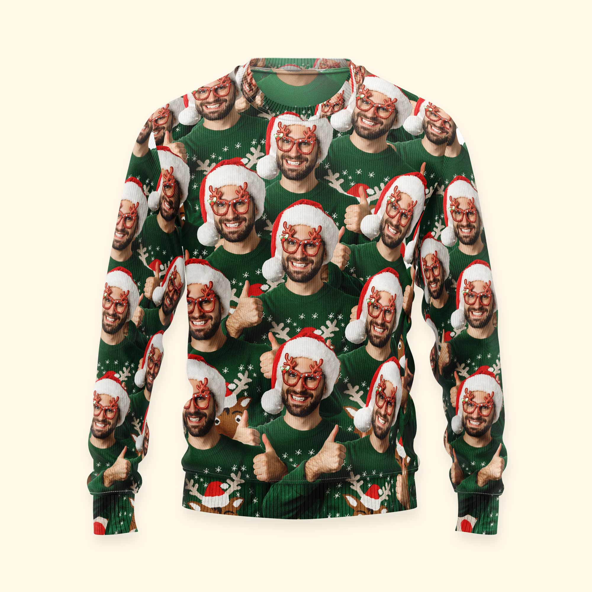 Custom Funny Face Christmas Time - Personalized Photo Ugly Sweater