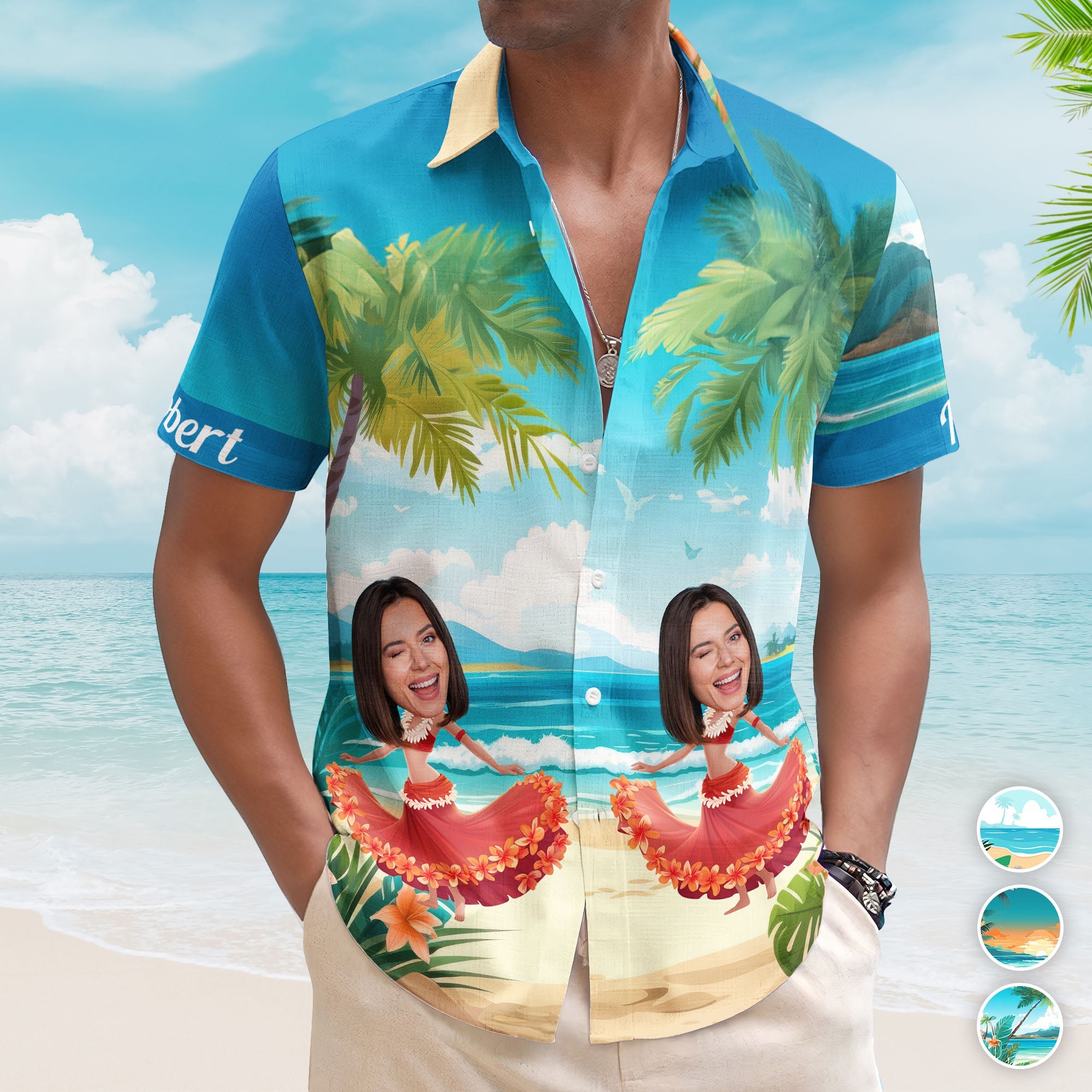 Custom Funny Face Hula Dancing Gift For Men Women - Custom Photo Hawaiian Shirts