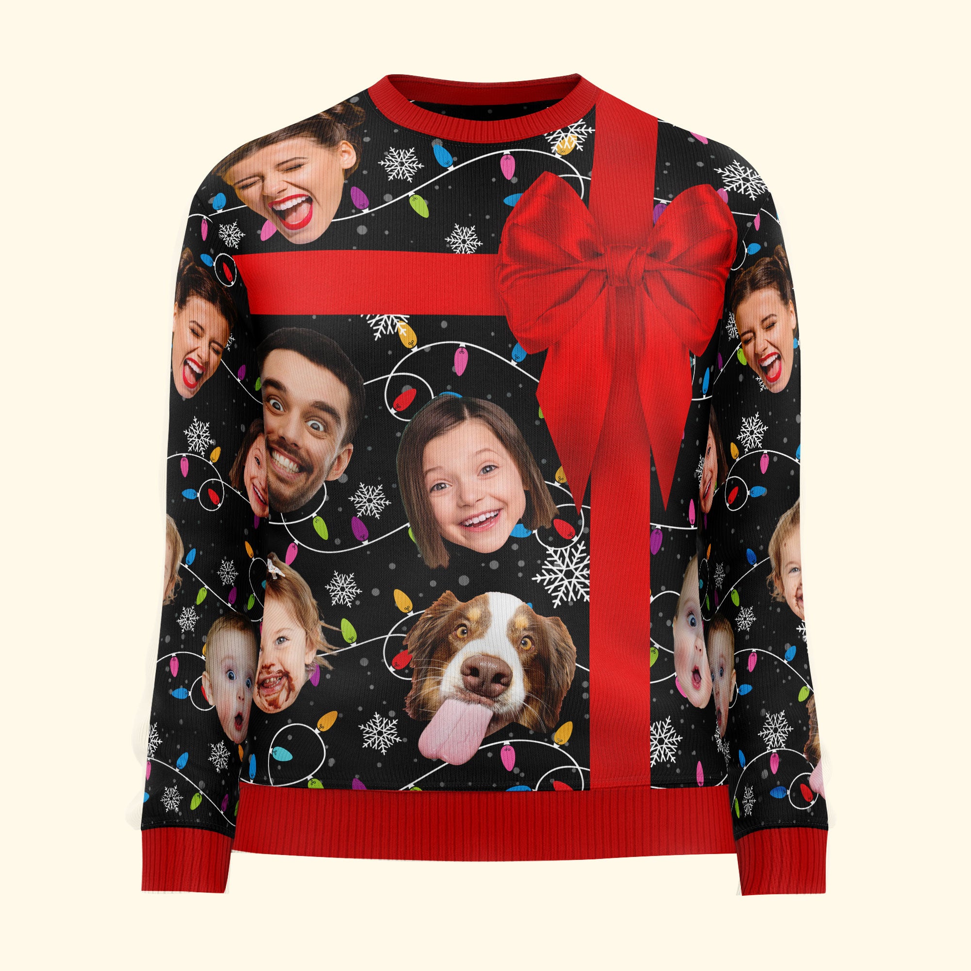 Custom Funny Face I Am Your Christmas Present - Personalized Photo Ugly Sweater