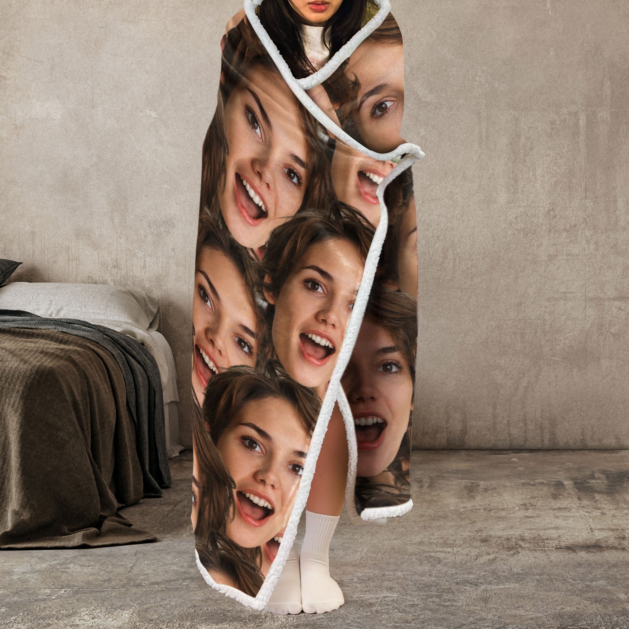 Custom Funny Face - Personalized Photo Wearable Blanket Hoodie