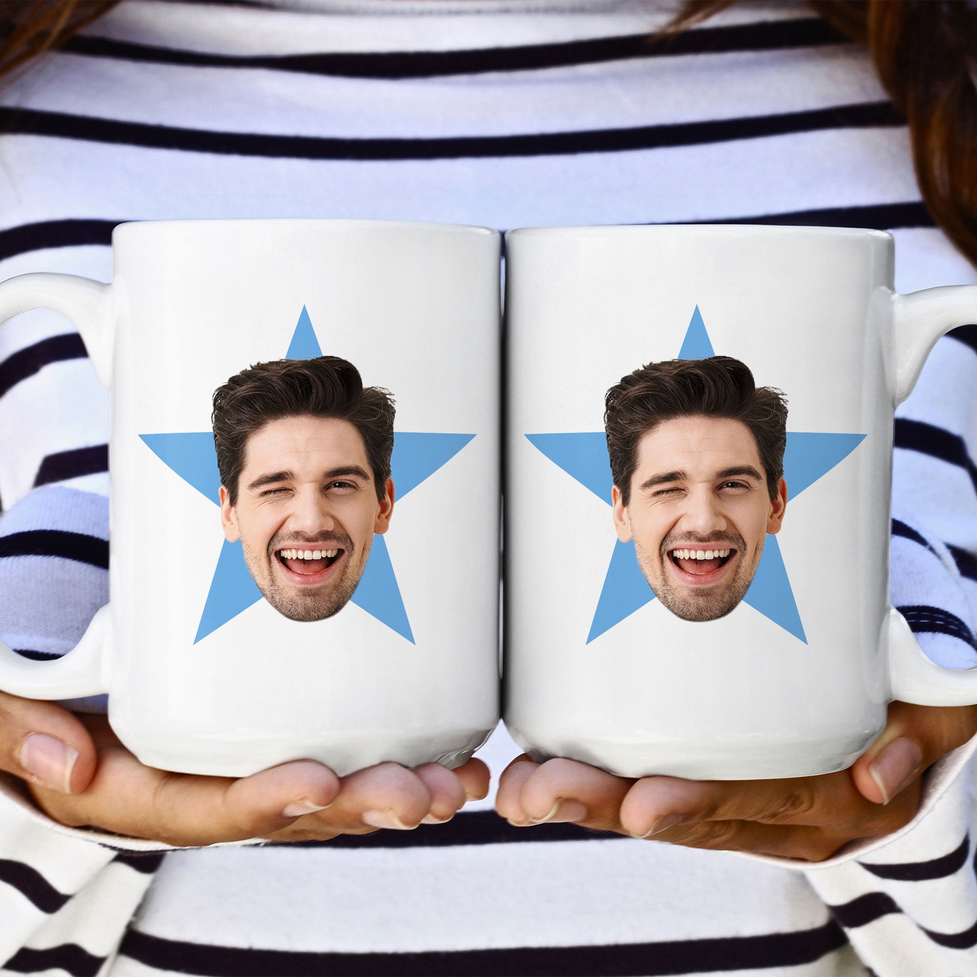 Custom Funny Face Star - Personalized Photo Mug