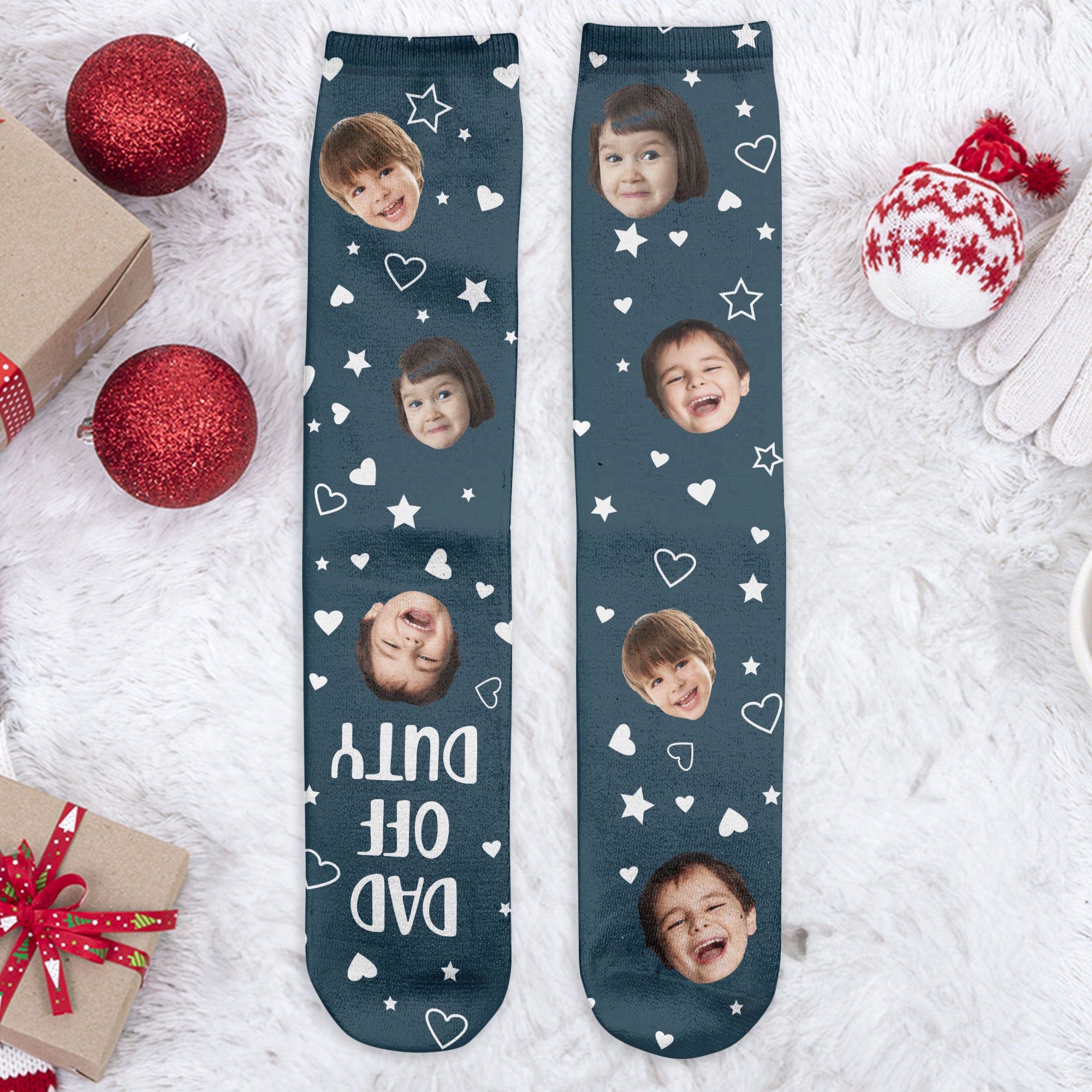 Custom Funny Faces Dad Off Duty Do Not Disturb - Personalized Photo Crew Socks