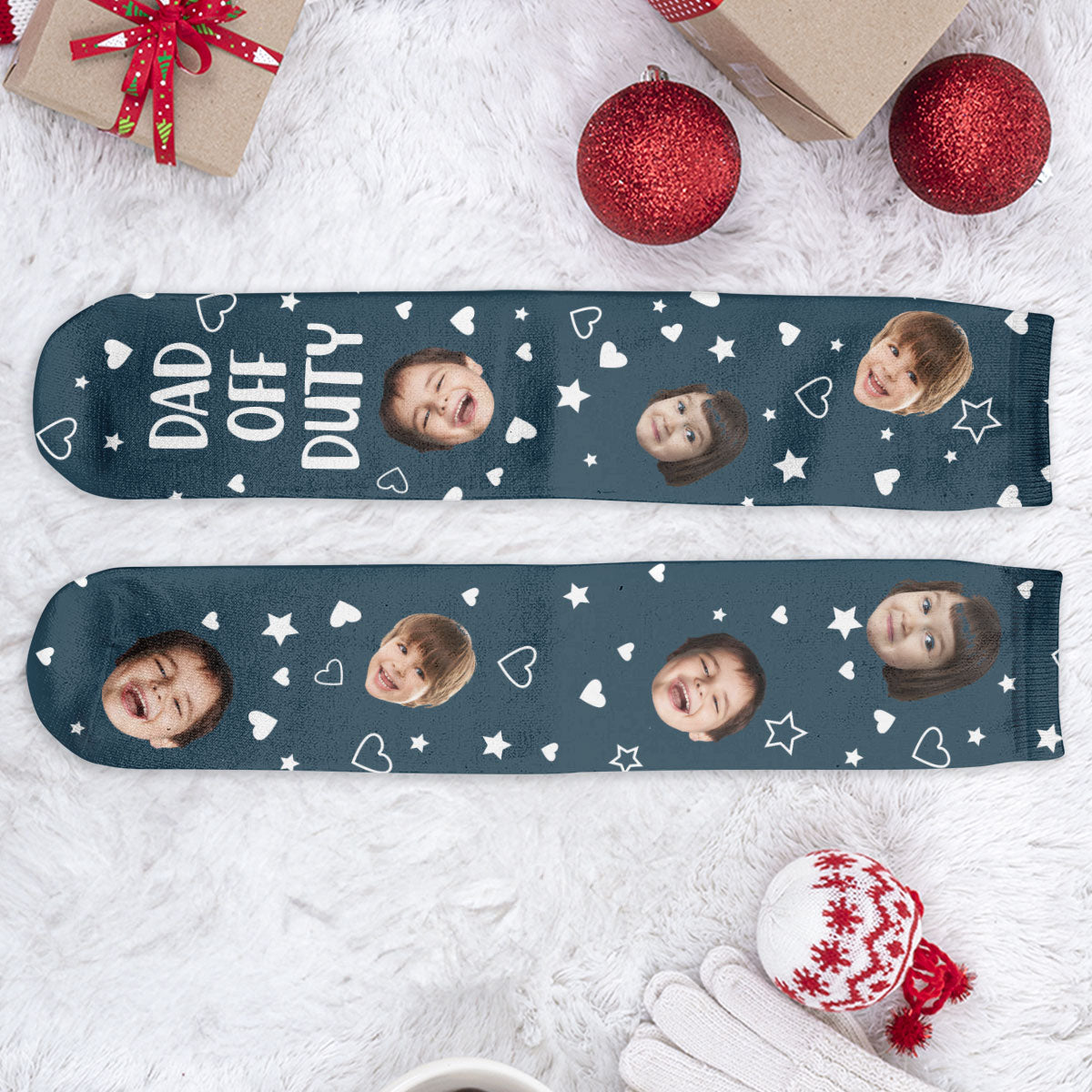 Custom Funny Faces Dad Off Duty Do Not Disturb - Personalized Photo Crew Socks