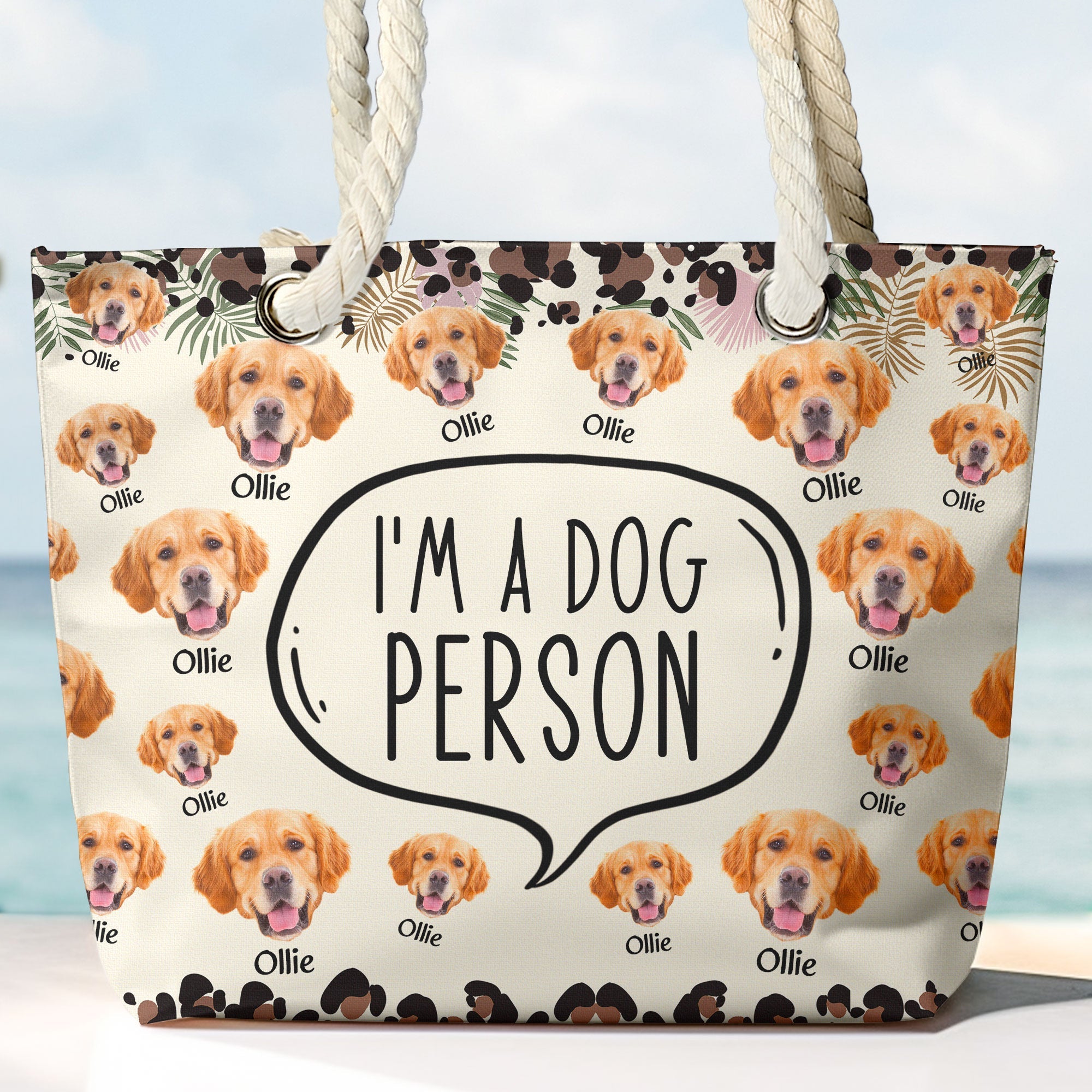 Custom Funny Pet Face - Personalized Photo Beach Bag