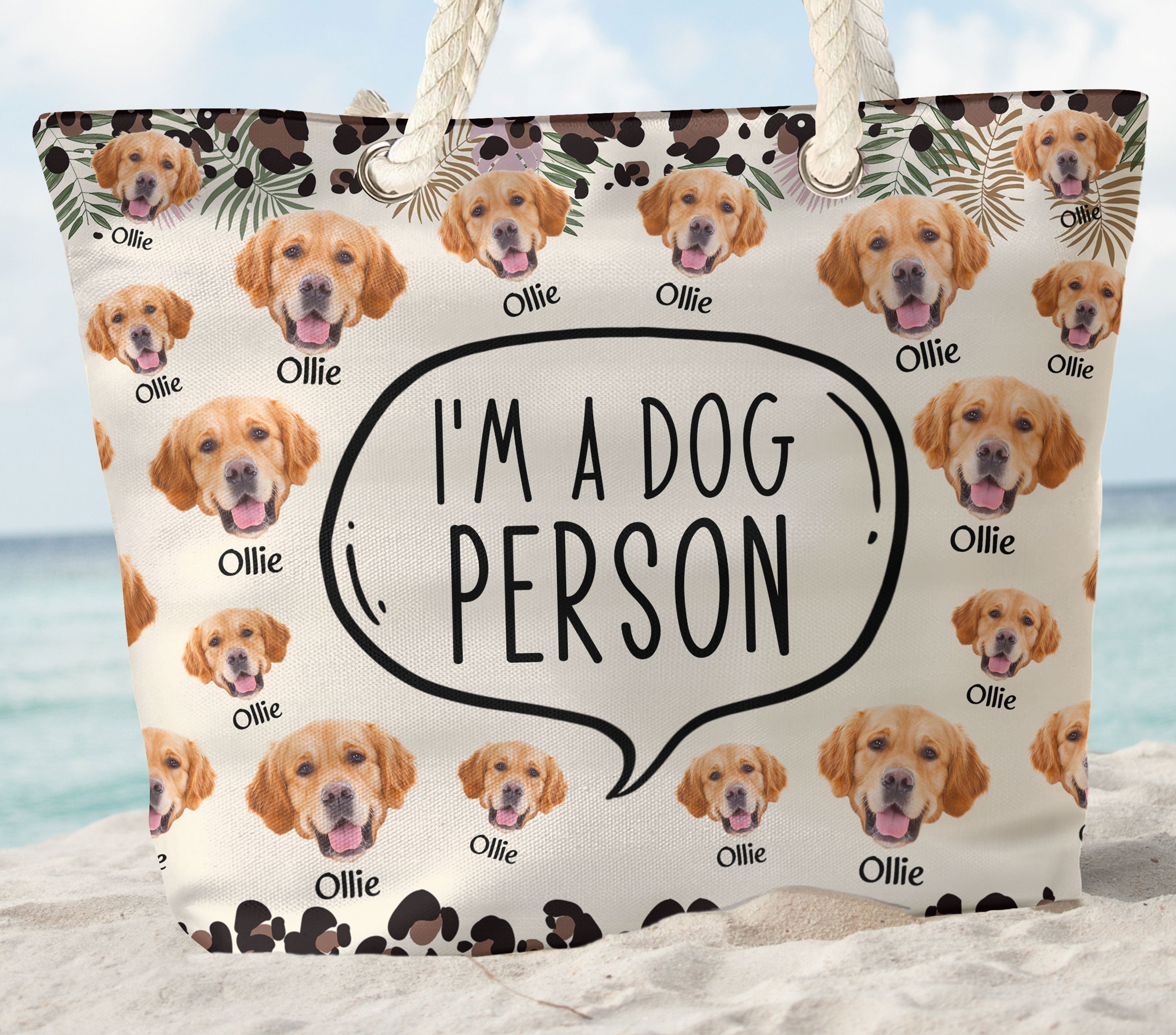 Custom Funny Pet Face - Personalized Photo Beach Bag