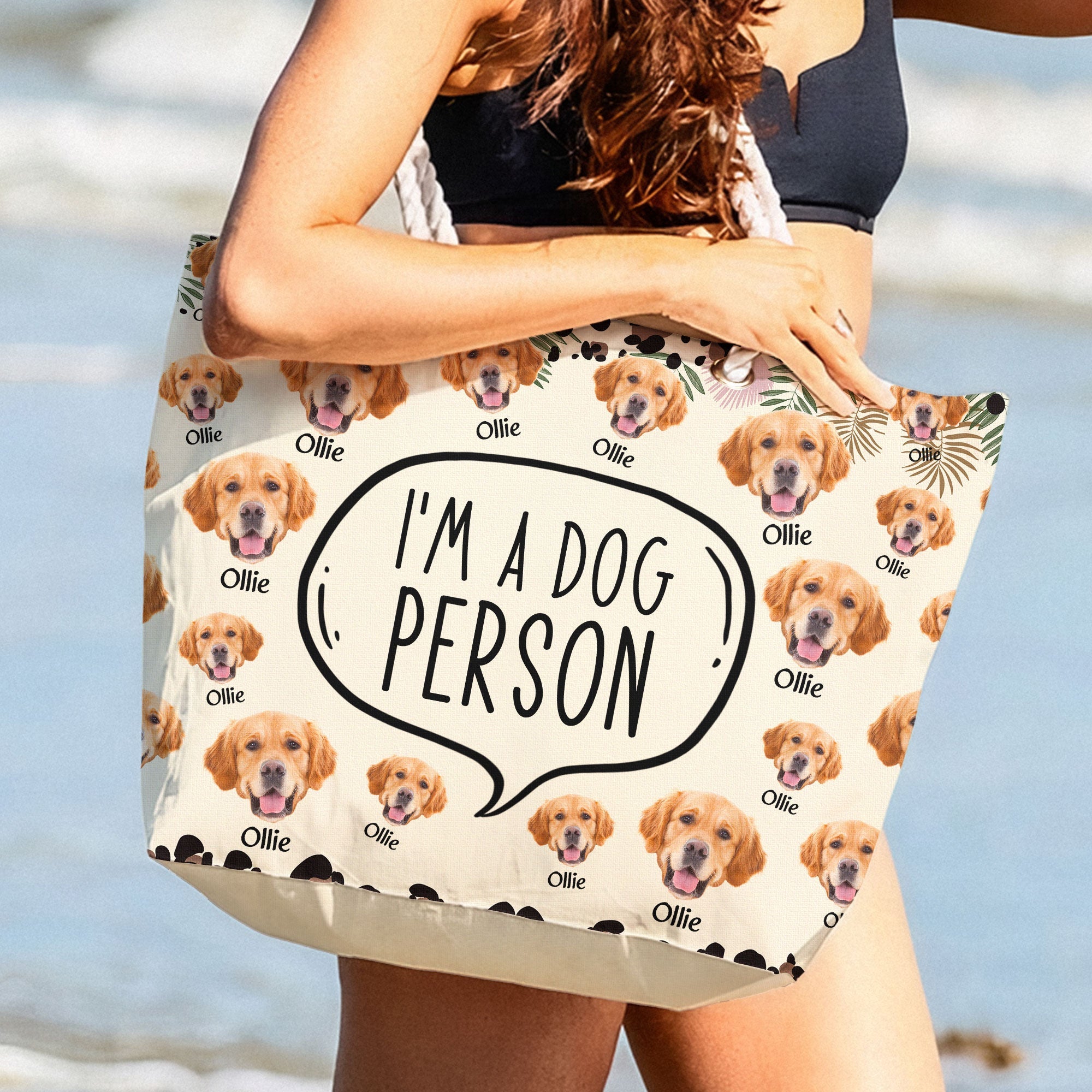 Custom Funny Pet Face - Personalized Photo Beach Bag