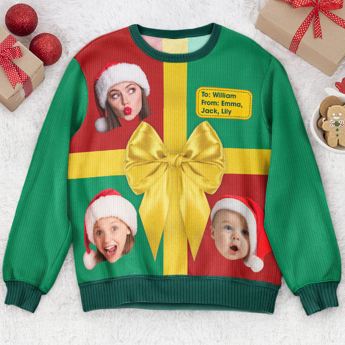 Custom Funny Photo Suprise Christmas Gift Box - Personalized Photo Ugly Sweater