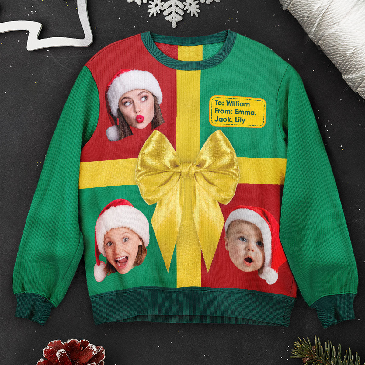 Custom Funny Photo Suprise Christmas Gift Box - Personalized Photo Ugly Sweater