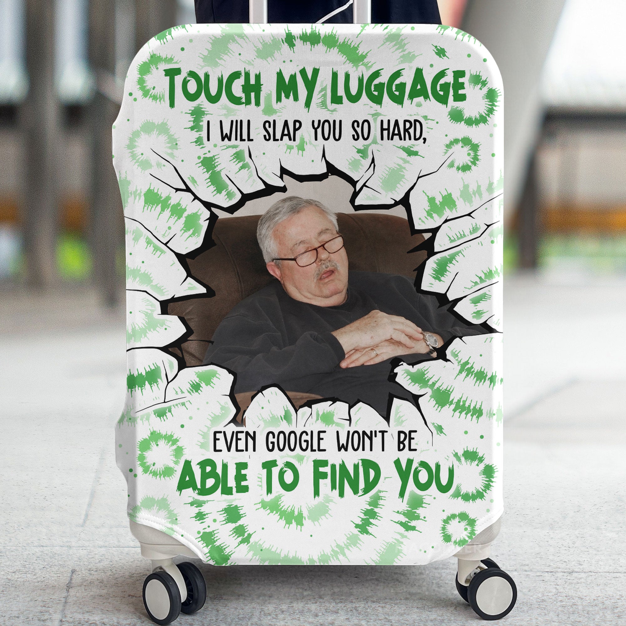 Custom Funny Photo Touch My Luggage - Personalized Photo Luggage Cover