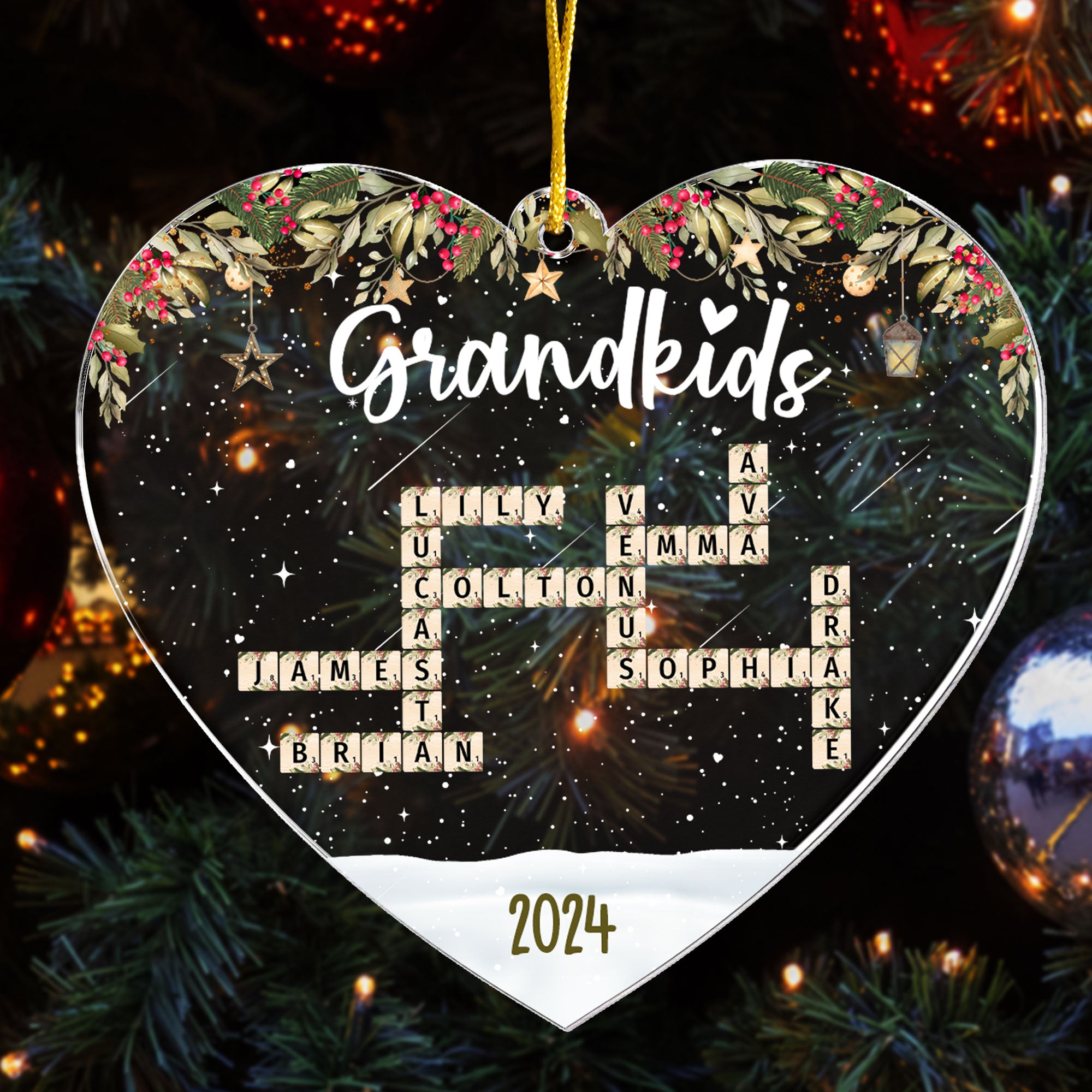 Custom Grandkids 2024 New Version - Personalized Acrylic Ornament