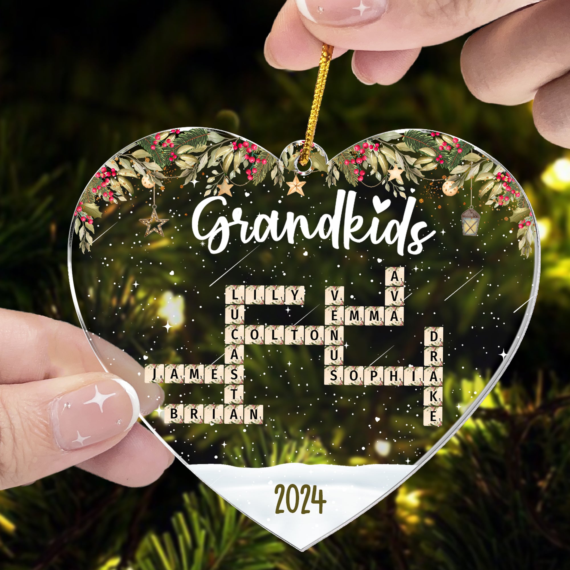 Custom Grandkids 2024 New Version - Personalized Acrylic Ornament