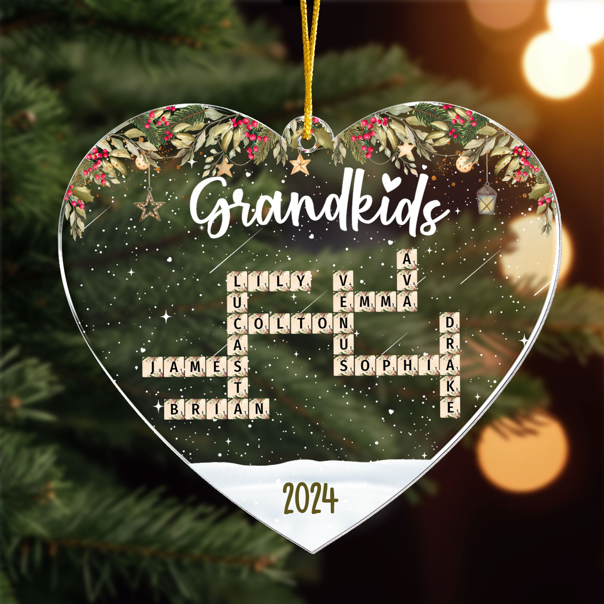 Custom Grandkids 2024 New Version - Personalized Acrylic Ornament