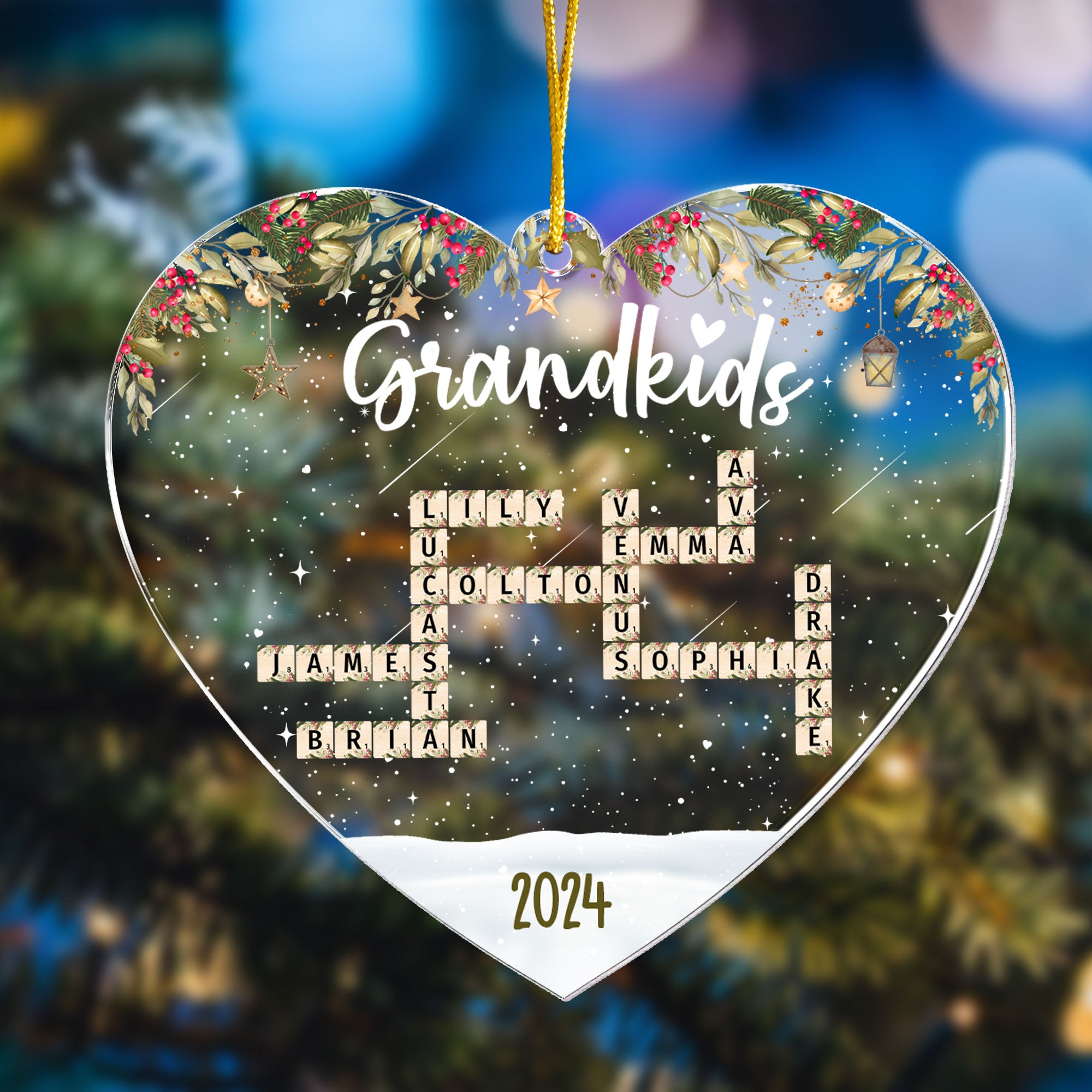 Custom Grandkids 2024 New Version - Personalized Acrylic Ornament