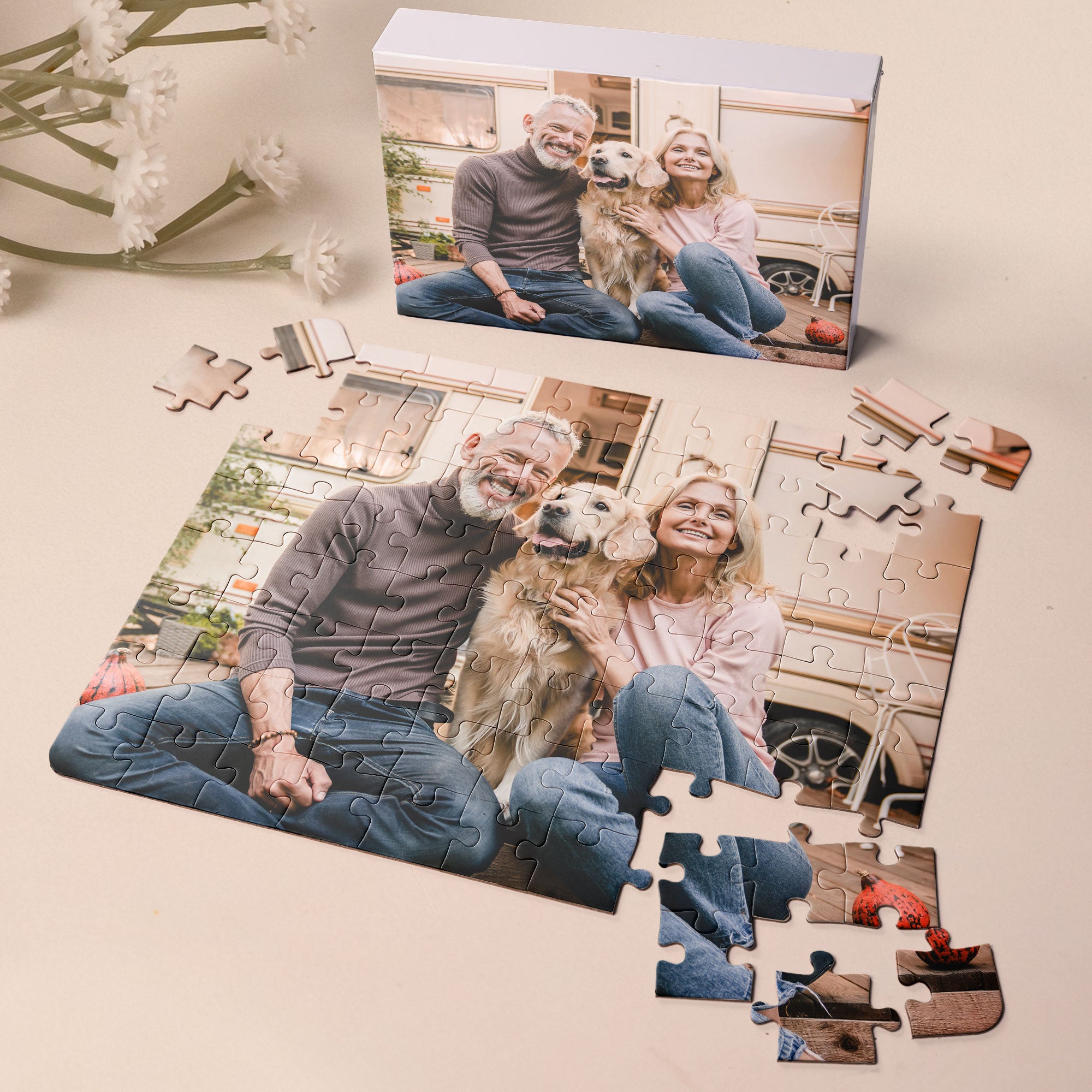 Custom Jigsaw Puzzle Photo For Couple Pets - Personalized Photo Jigsaw Puzzle