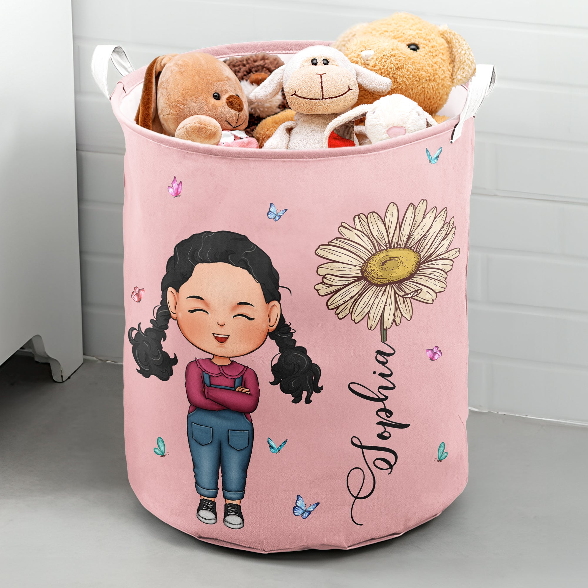 Custom Kid Birth Flowers - Personalized Laundry Storage Basket