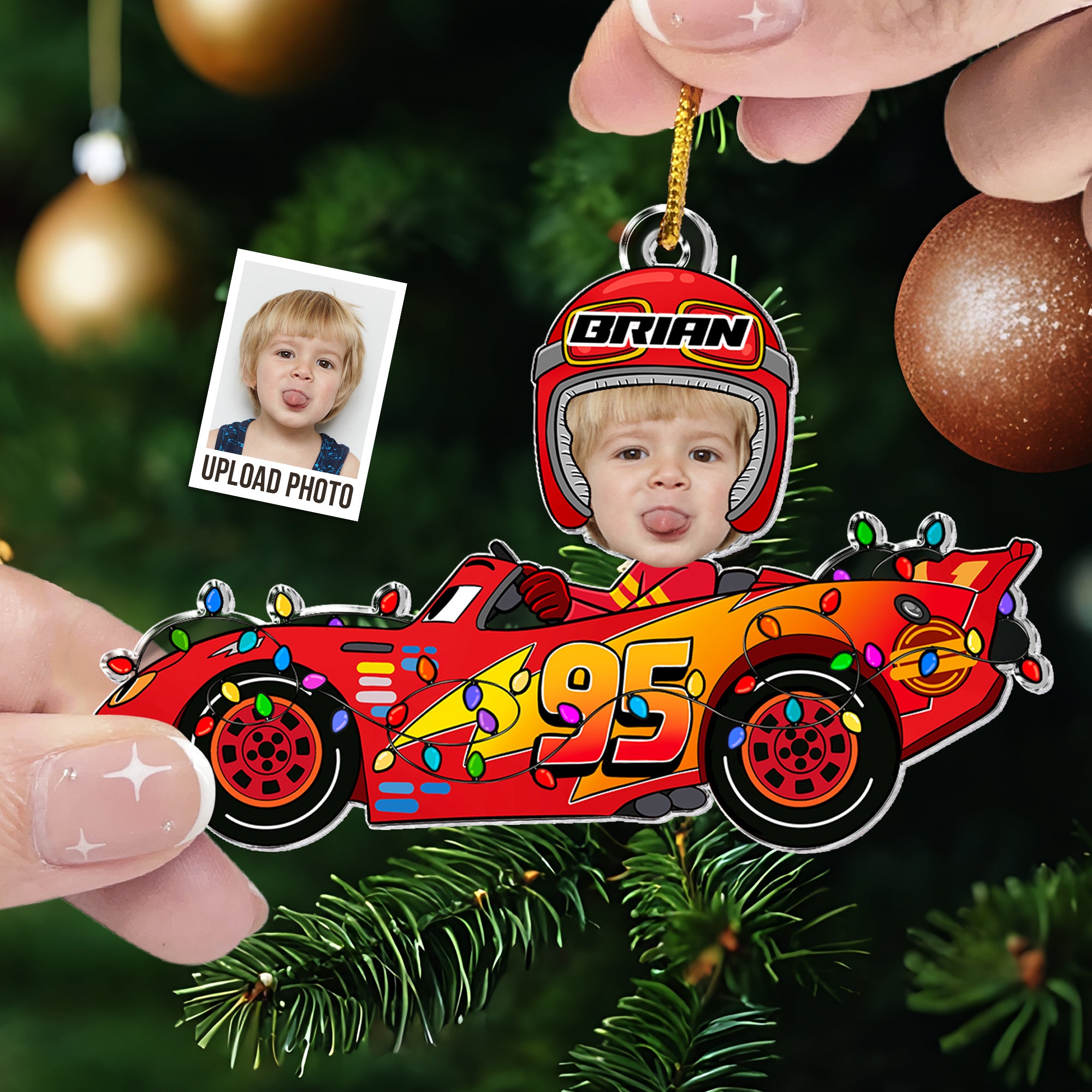 Custom Kid Face Car Toys - Personalized Acrylic Photo Ornament