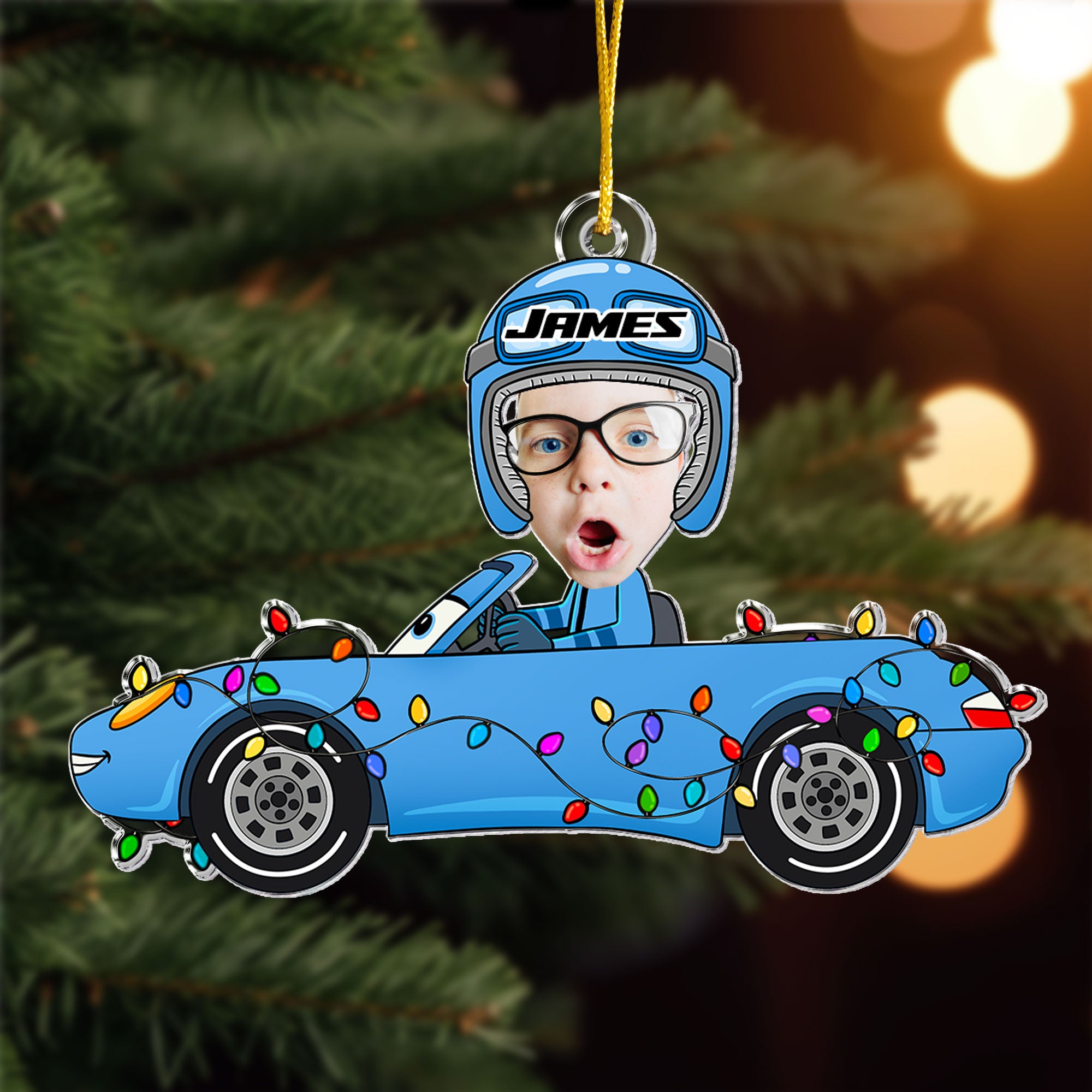 Custom Kid Face Car Toys - Personalized Acrylic Photo Ornament