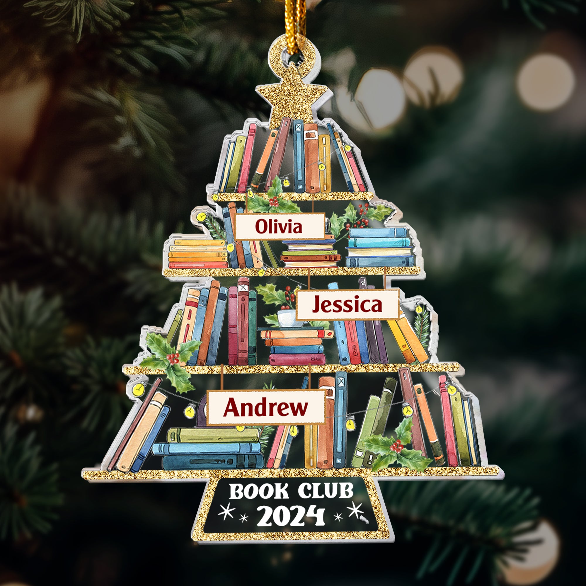 Custom Name Book Club - Personalized Acrylic Ornament