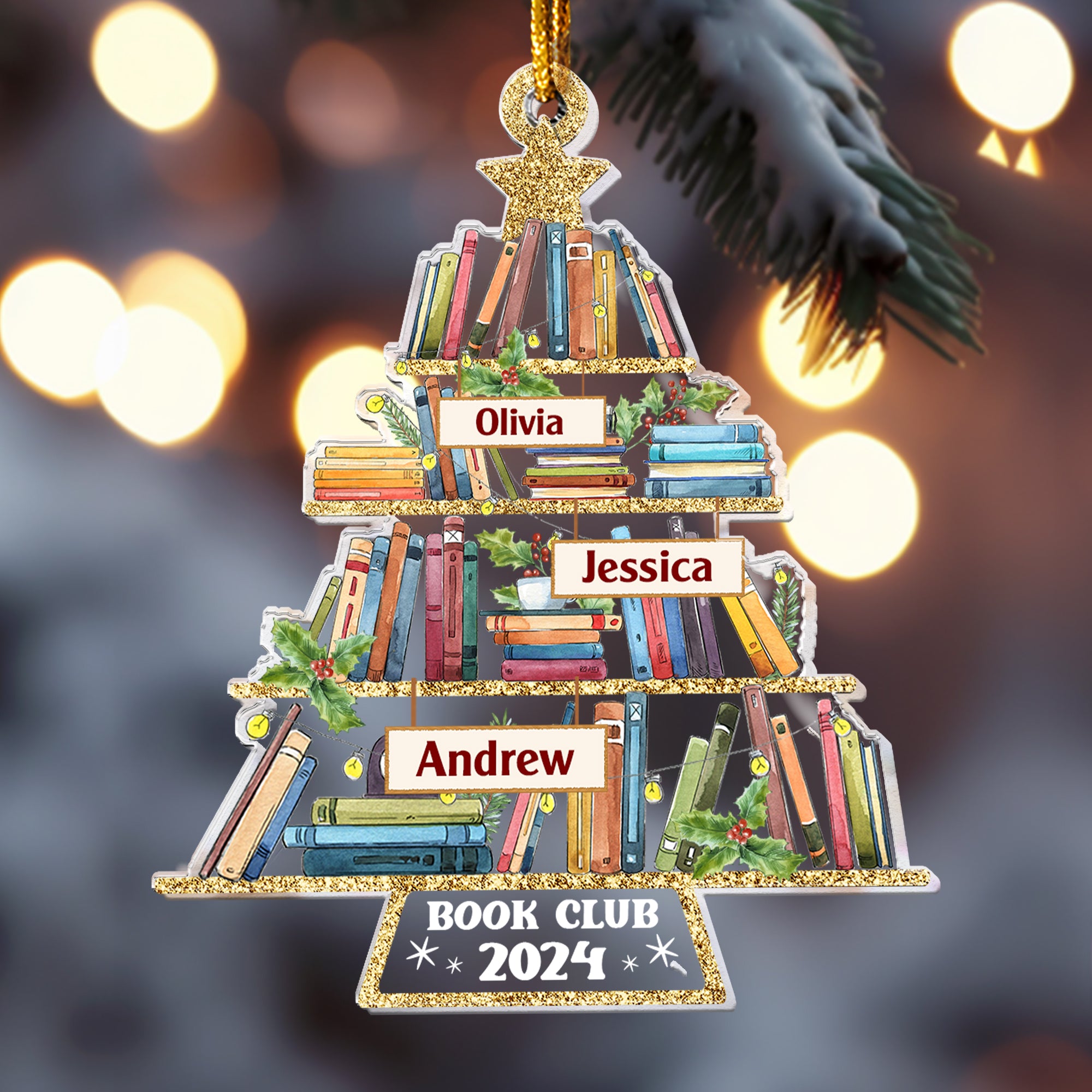 Custom Name Book Club - Personalized Acrylic Ornament