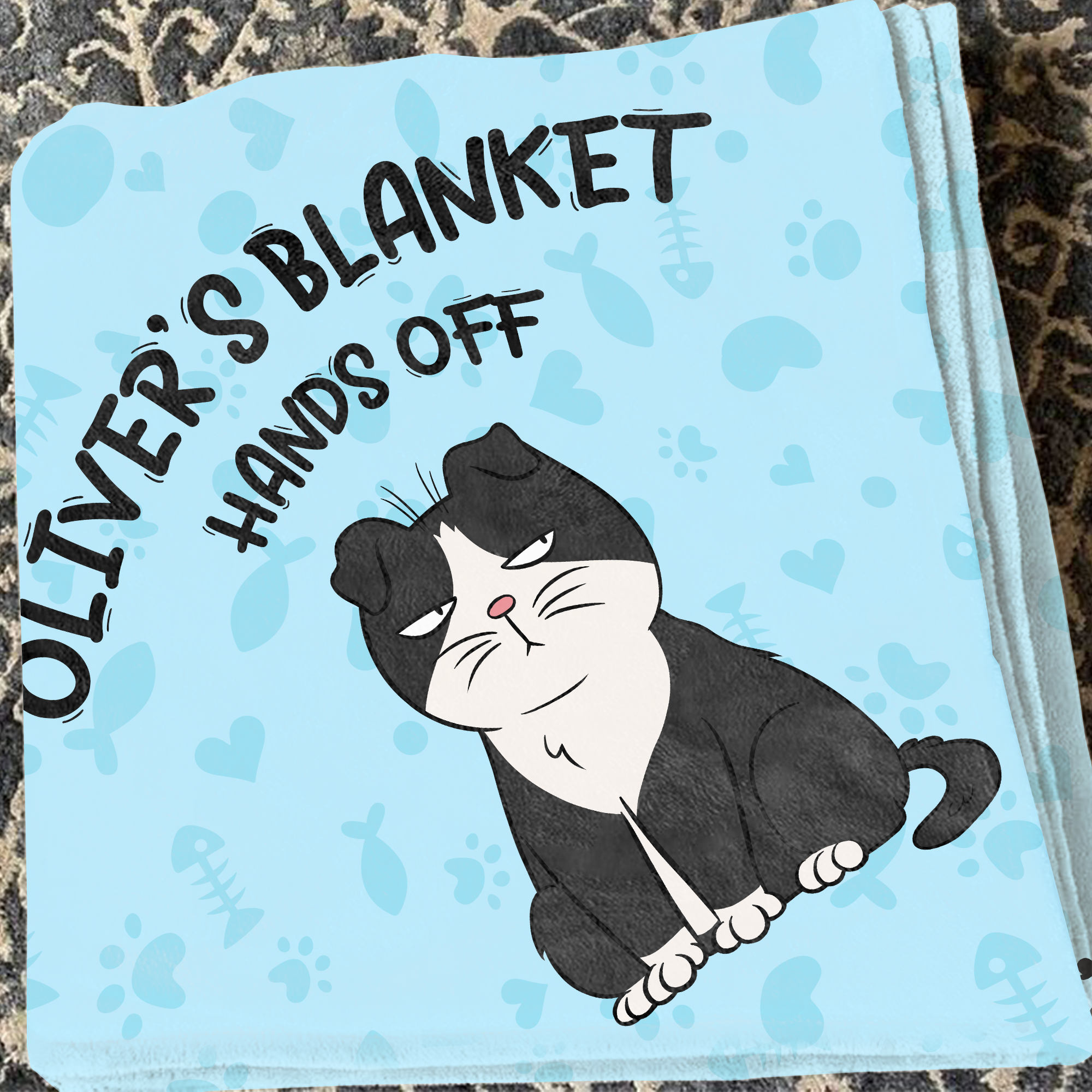 Custom Name Cat Blanket Hands Off For Pet - Personalized Blanket