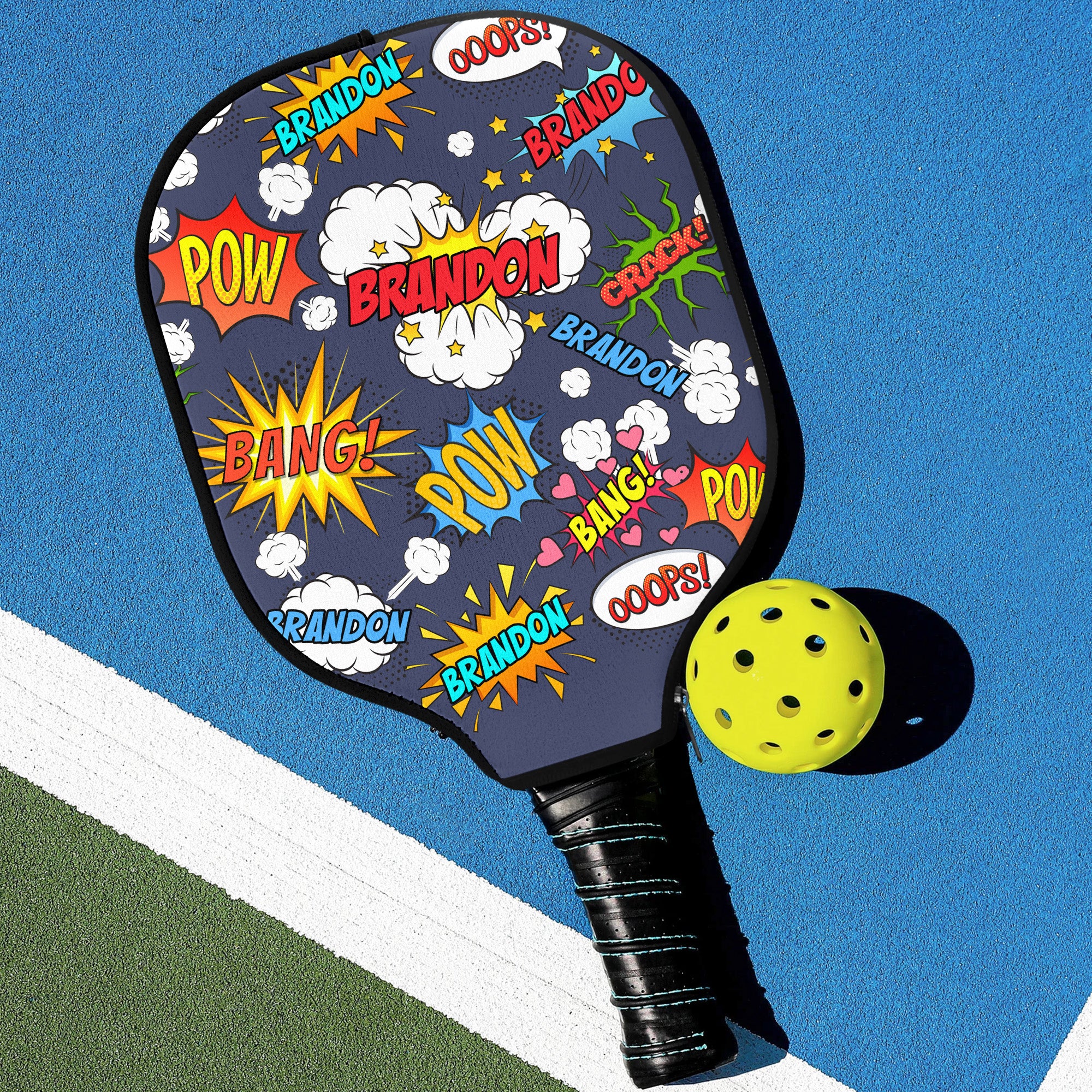 Custom Name Comic Style - Custom Pickleball Paddle Cover