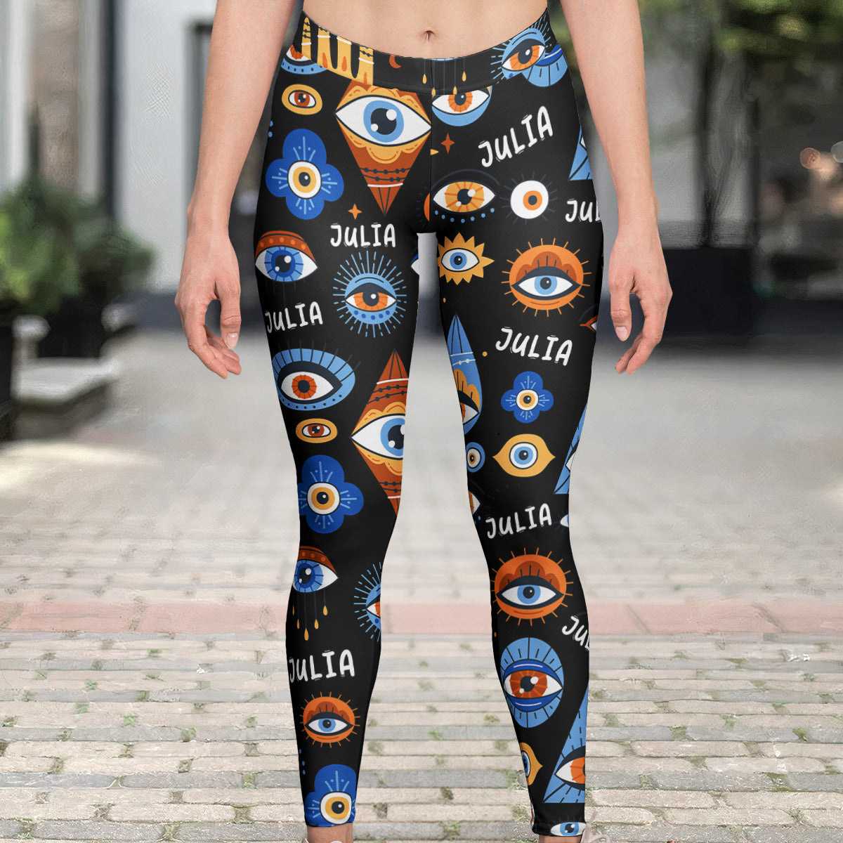 Custom Name Evil Eyes Yoga Lovers Meditation Gift - Personalized Leggings