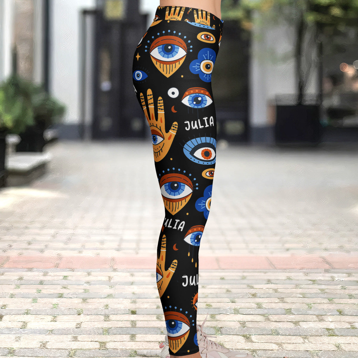 Custom Name Evil Eyes Yoga Lovers Meditation Gift - Personalized Leggings