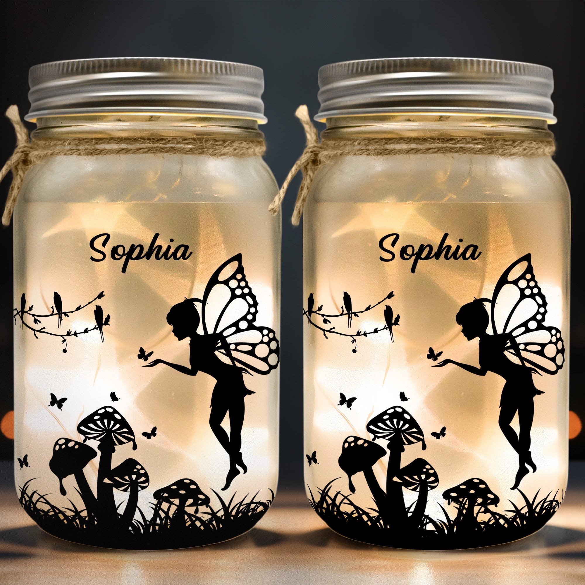 Custom Name Fairy Lantern - Personalized Mason Jar Light