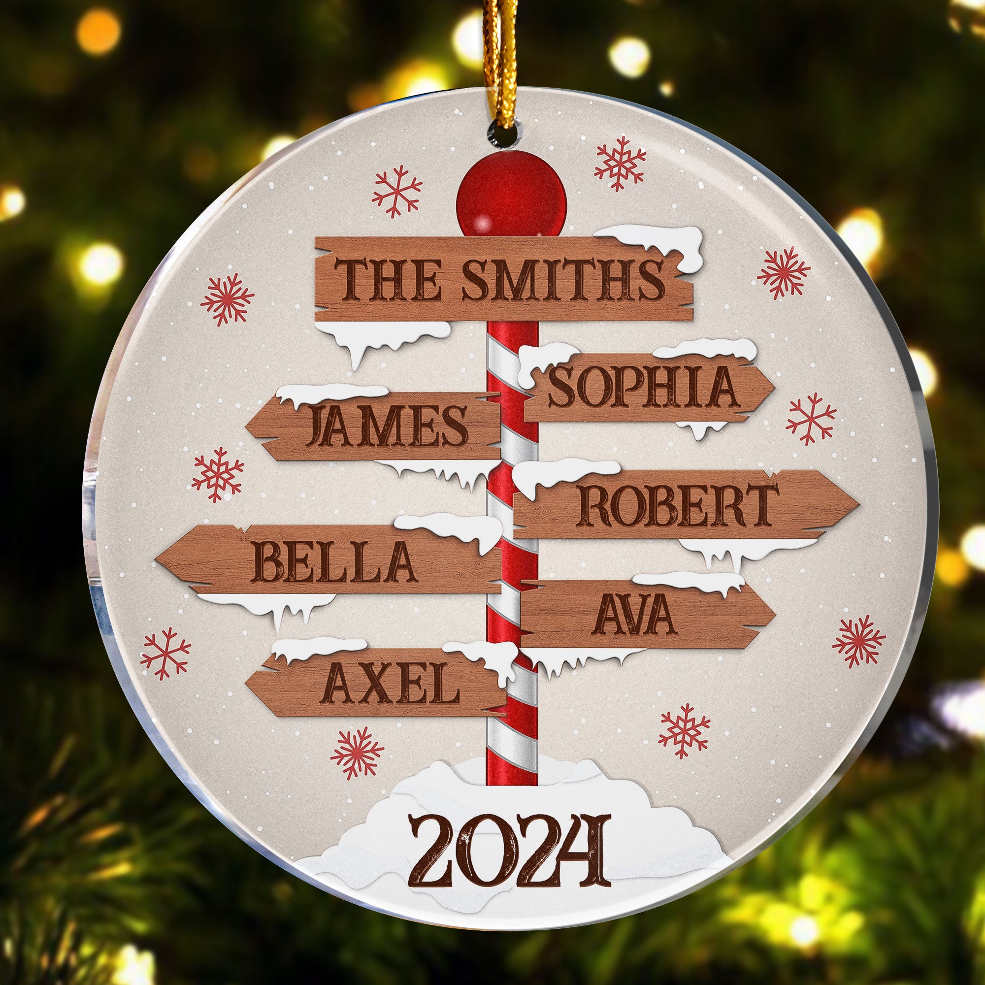 Custom Name Family Christmas North Pole - Personalized Acrylic Ornament