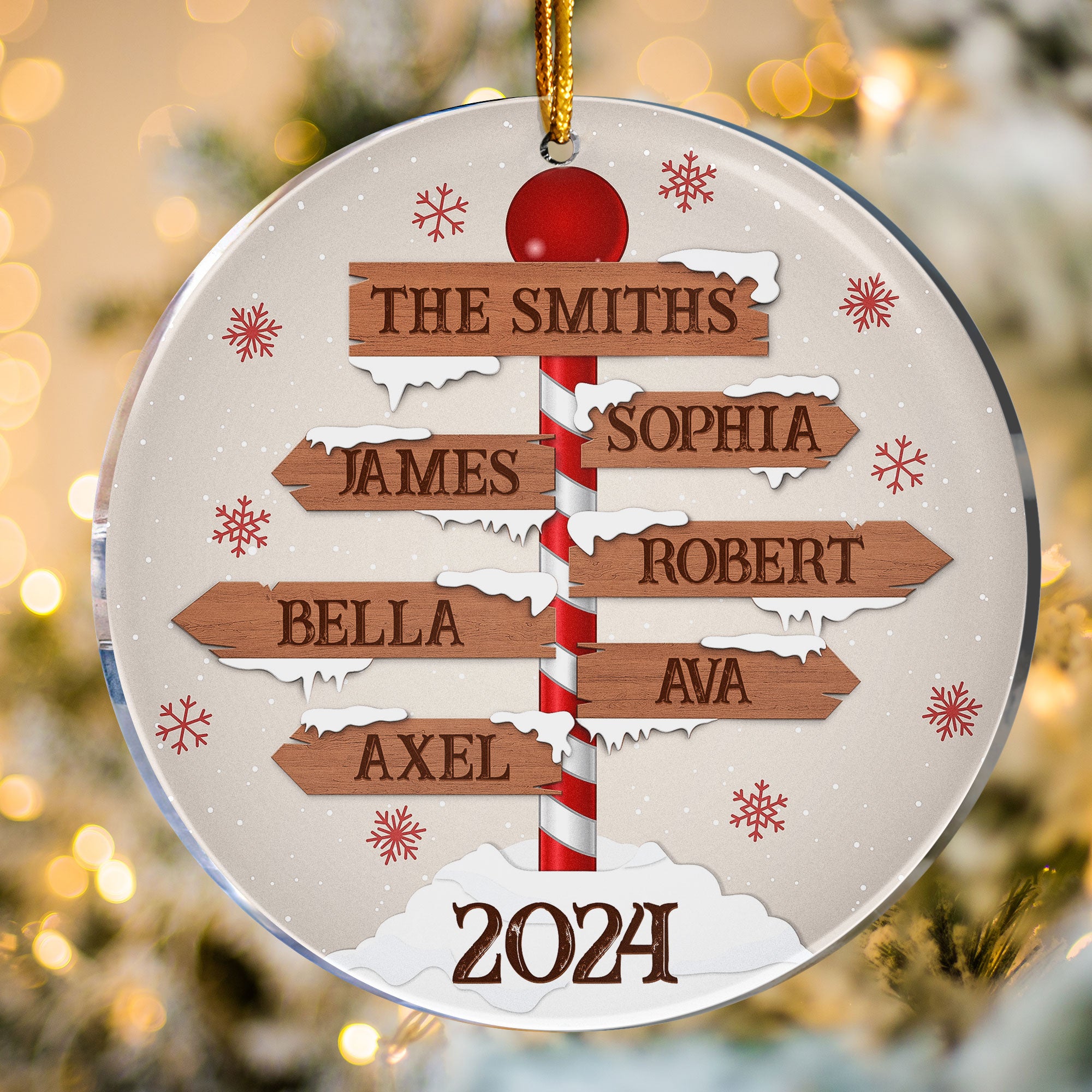 Custom Name Family Christmas North Pole - Personalized Acrylic Ornament