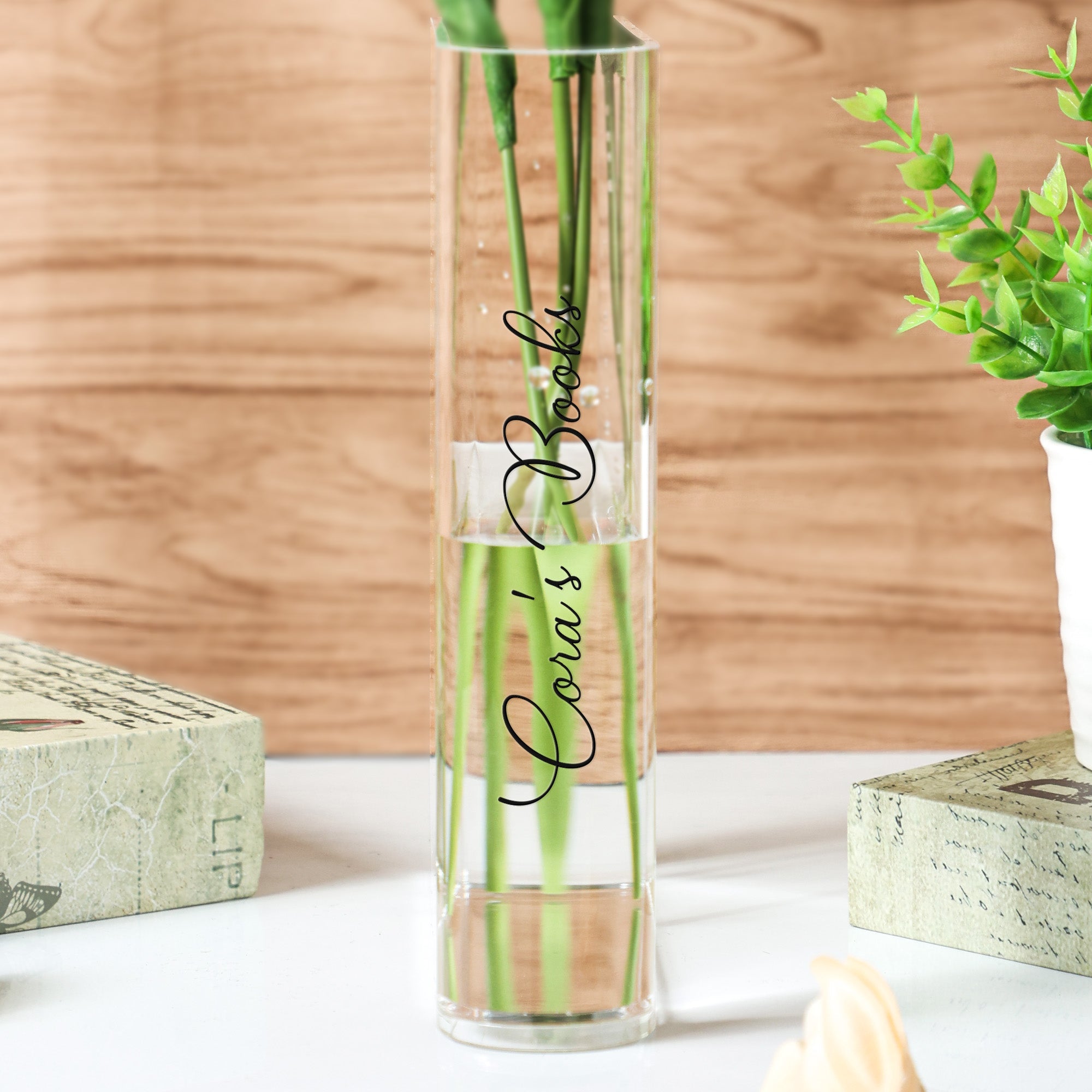 Custom Name Just One More Chapter - Personalized Acrylic Book Vase