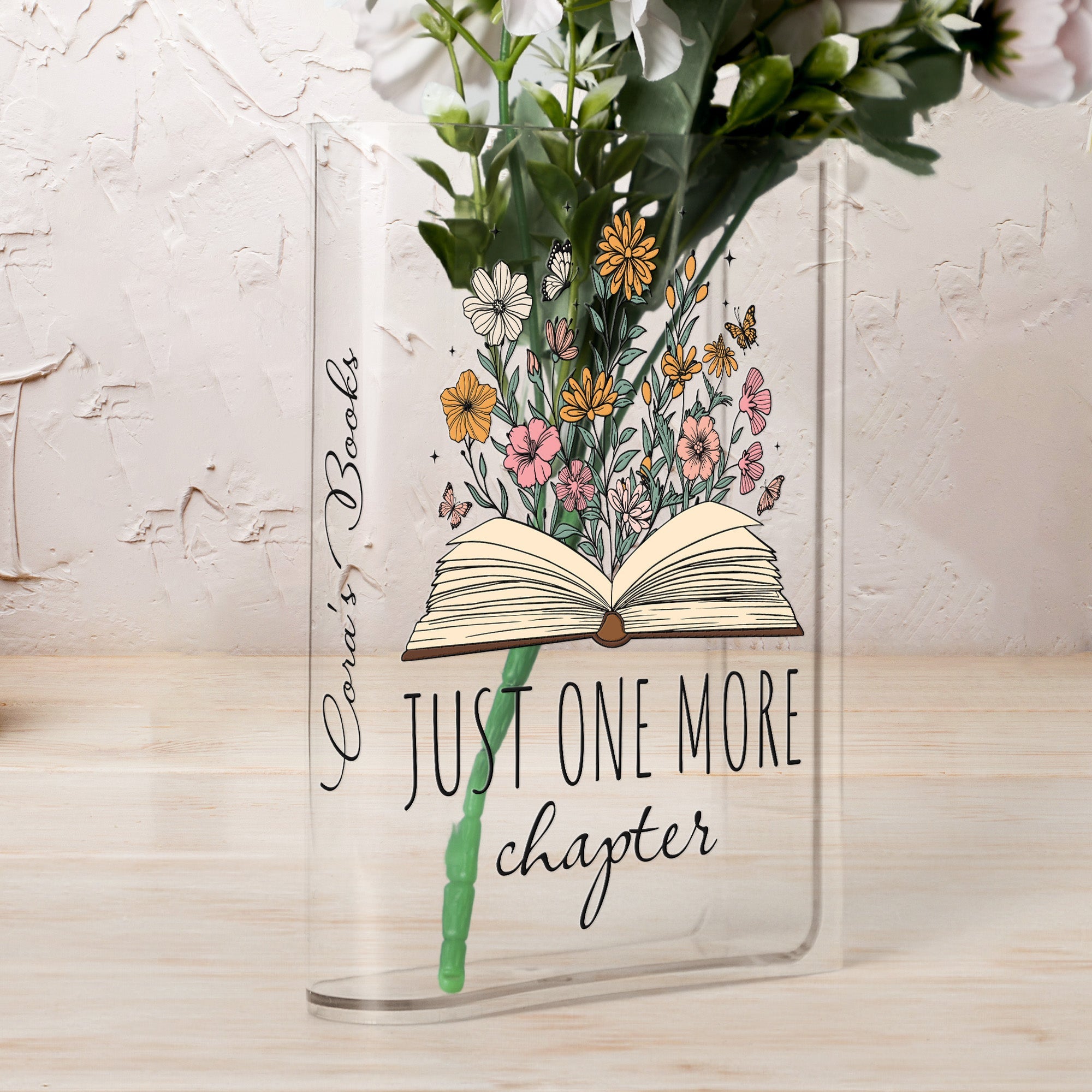 Custom Name Just One More Chapter - Personalized Acrylic Book Vase