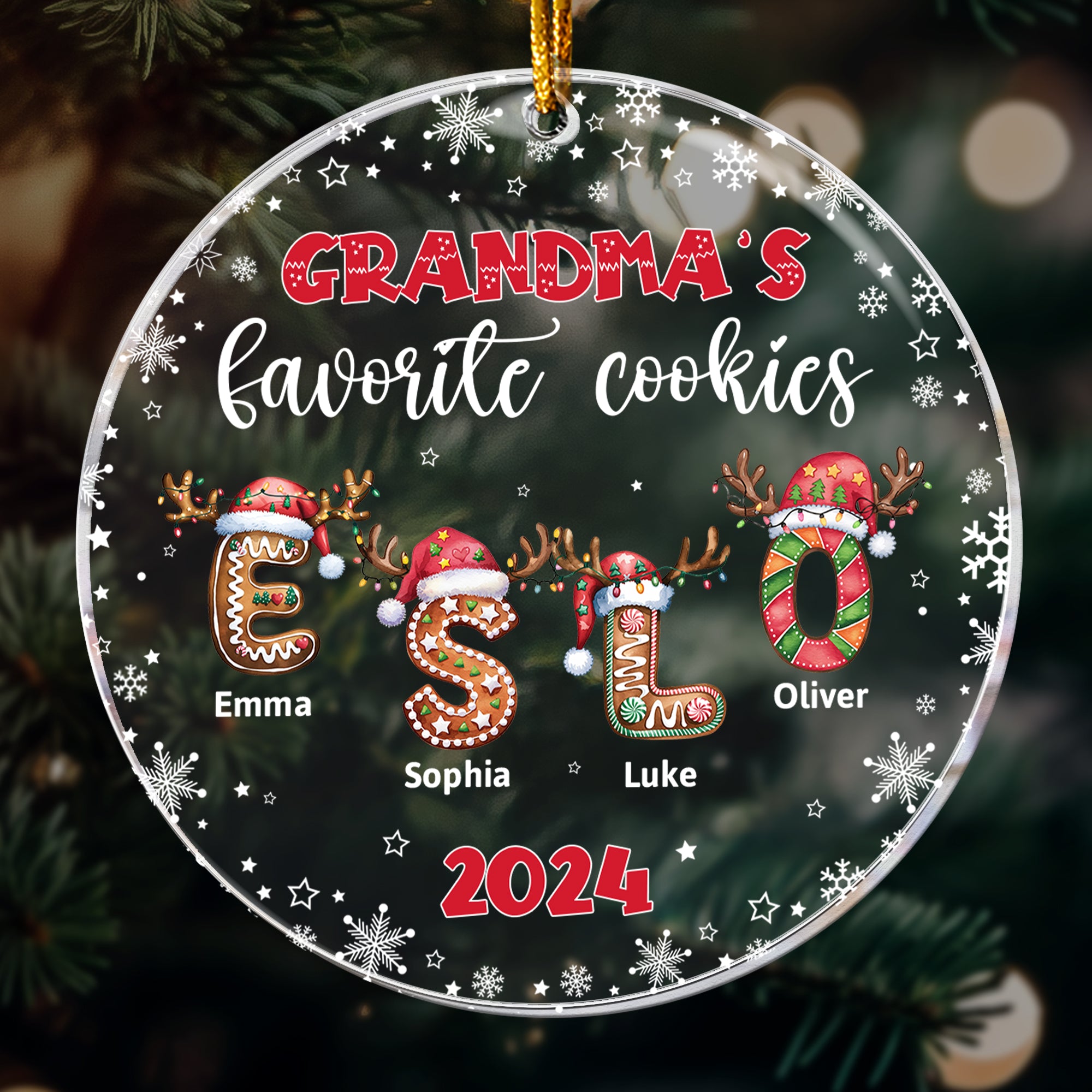 Custom Name Letter Grandma's Favorite Cookies - Personalized Acrylic Ornament