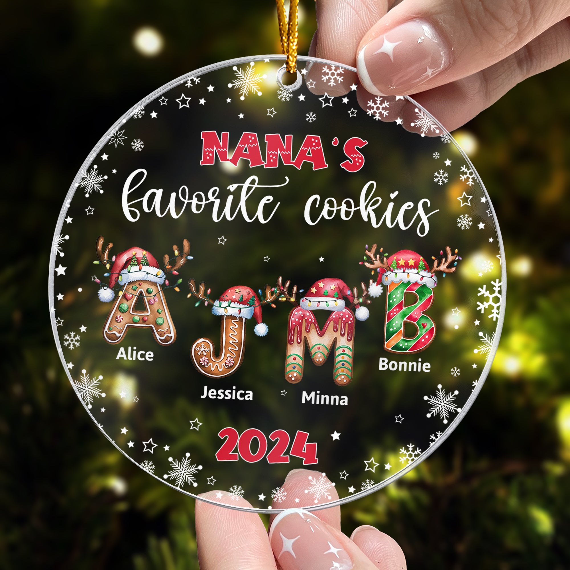 Custom Name Letter Grandma's Favorite Cookies - Personalized Acrylic Ornament