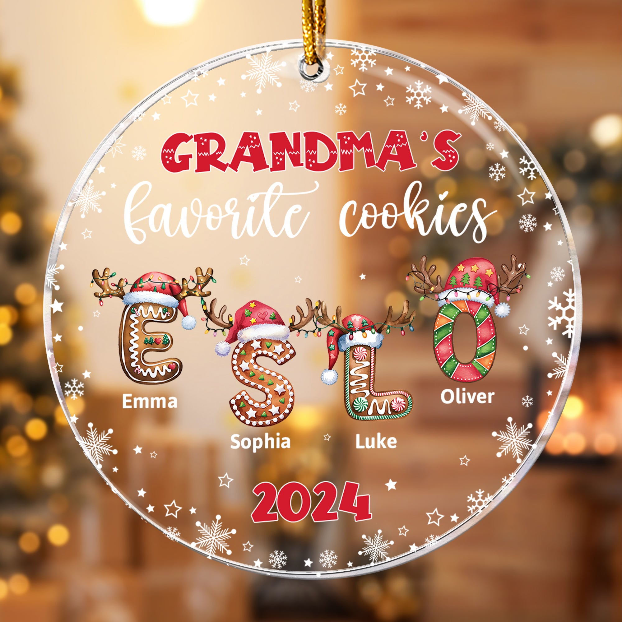 Custom Name Letter Grandma's Favorite Cookies - Personalized Acrylic Ornament