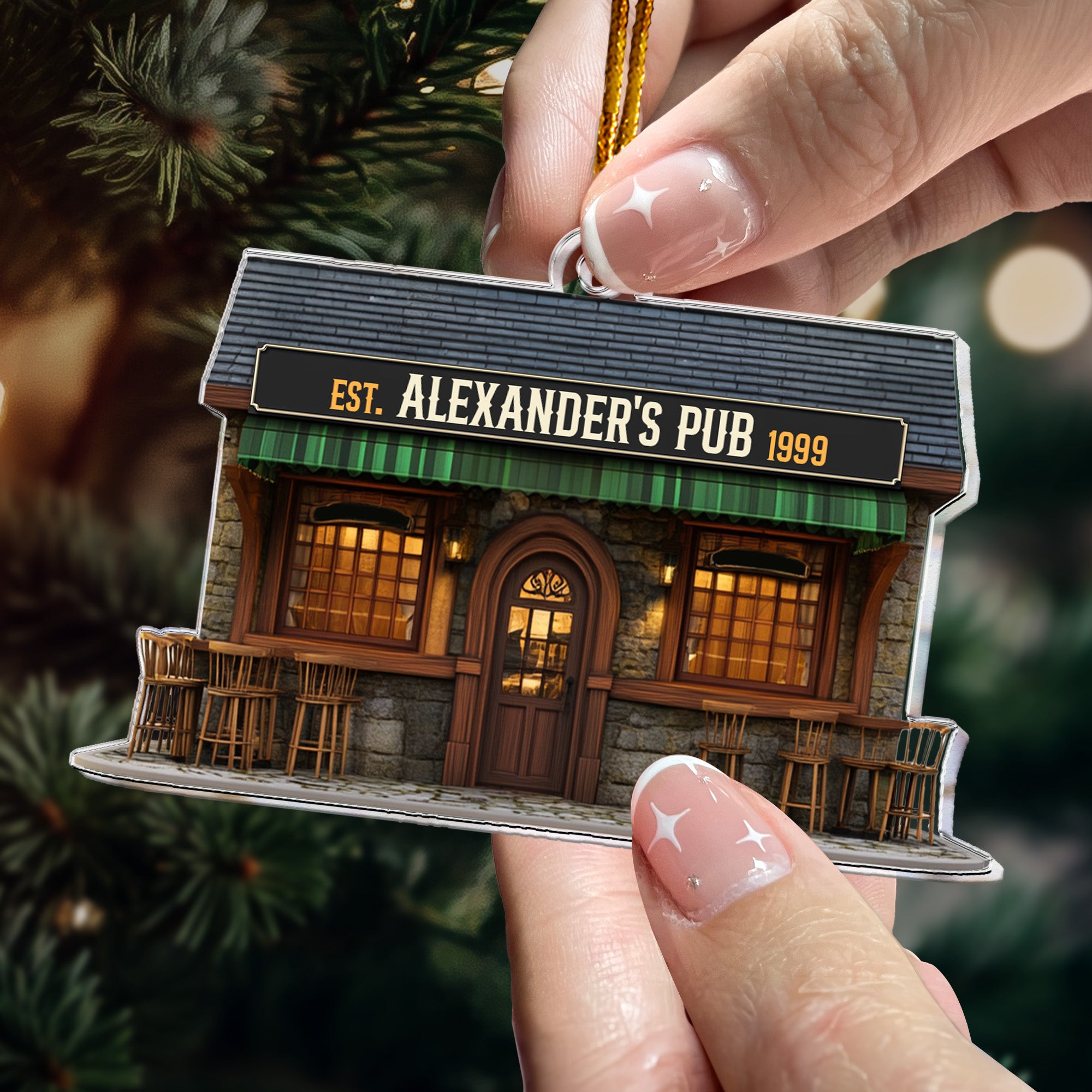 Custom Name Pub Flat Ornament - Personalized Acrylic Ornament