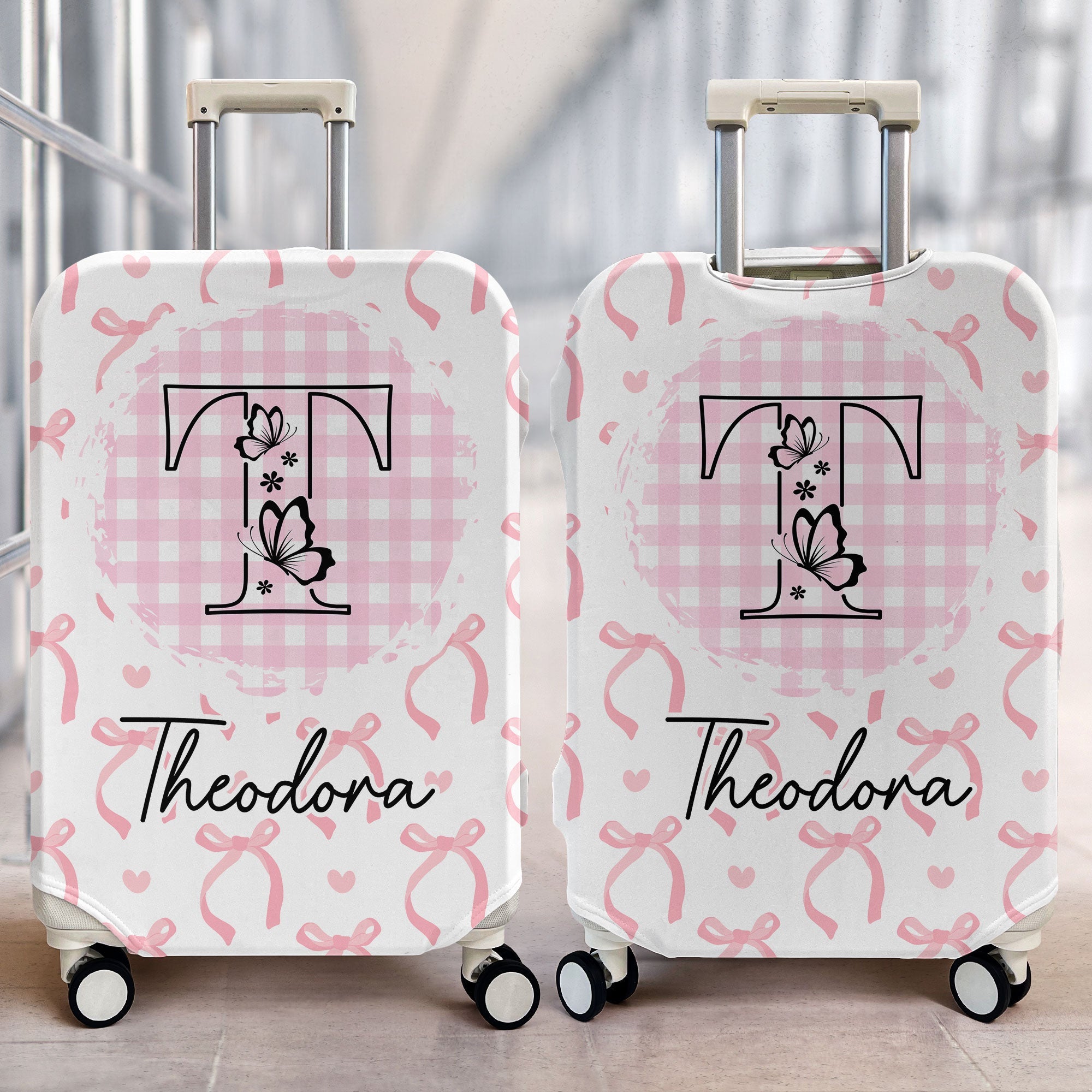 Custom Name Ribbon Coquette - Personalized Luggage Cover