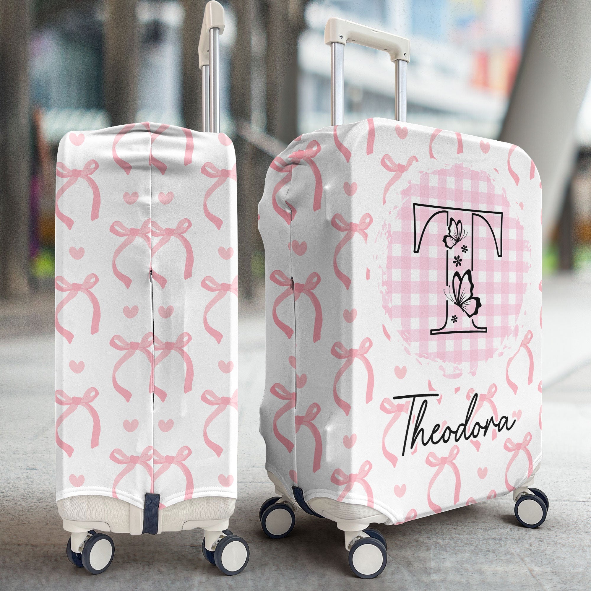 Custom Name Ribbon Coquette - Personalized Luggage Cover