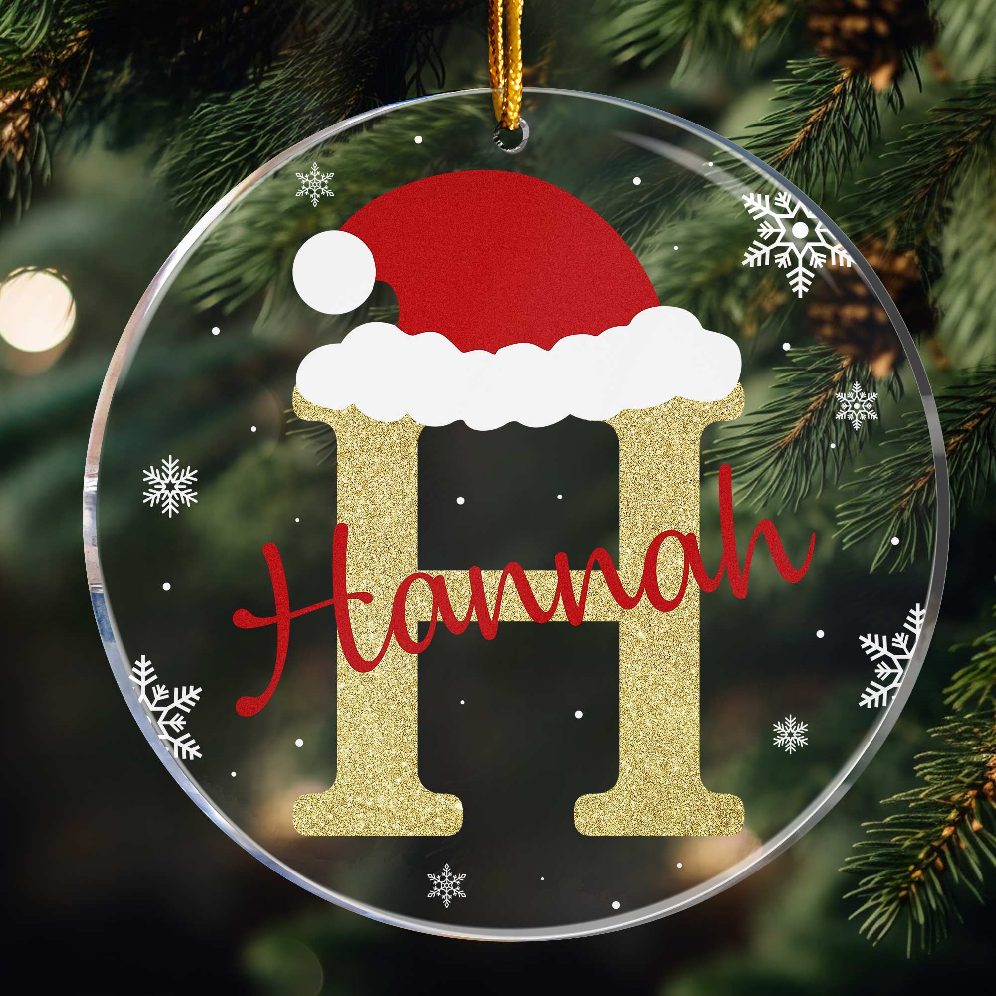 Custom Name Santa Hat - Personalized Acrylic Ornament